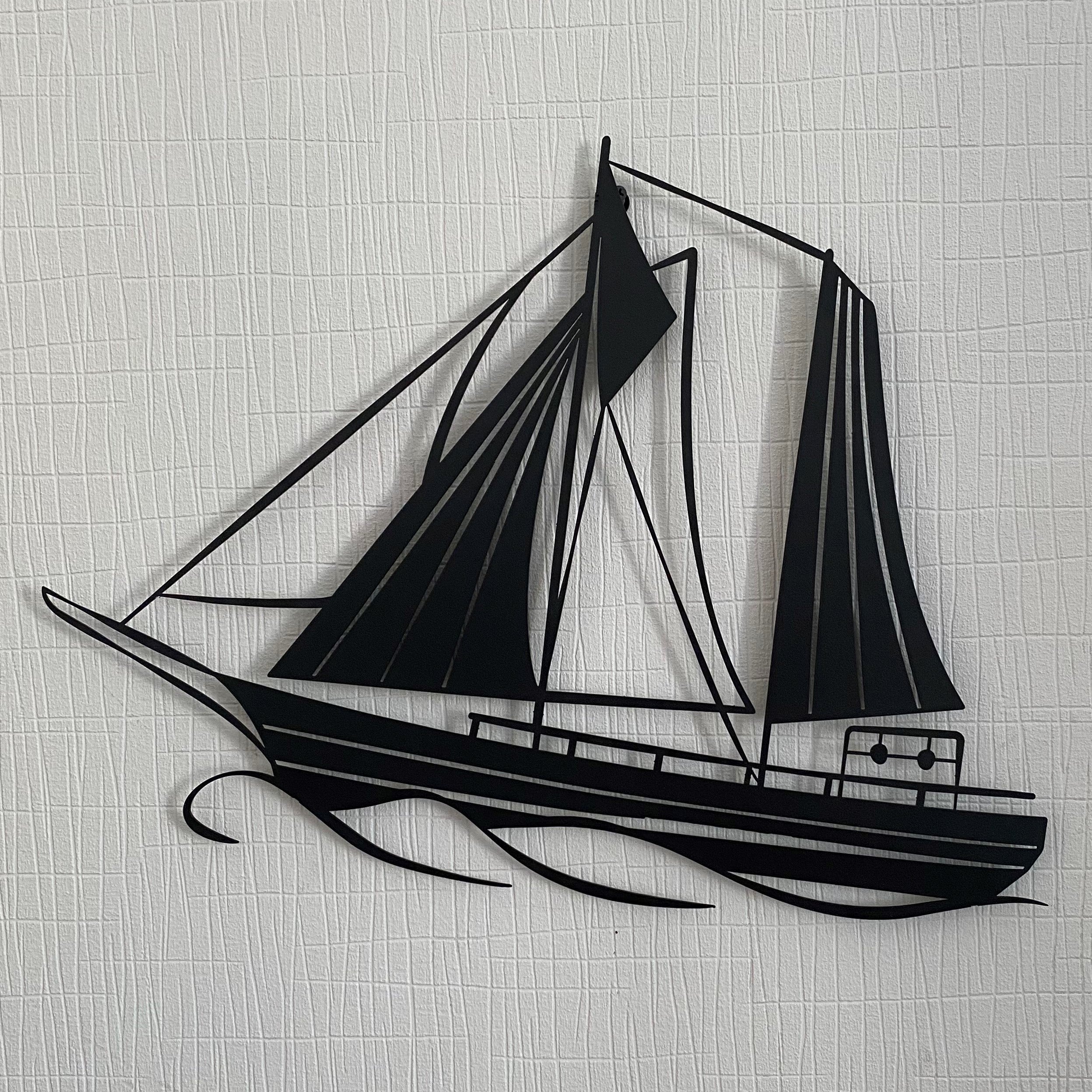 Décoration Murale en Métal - Bateau à voile