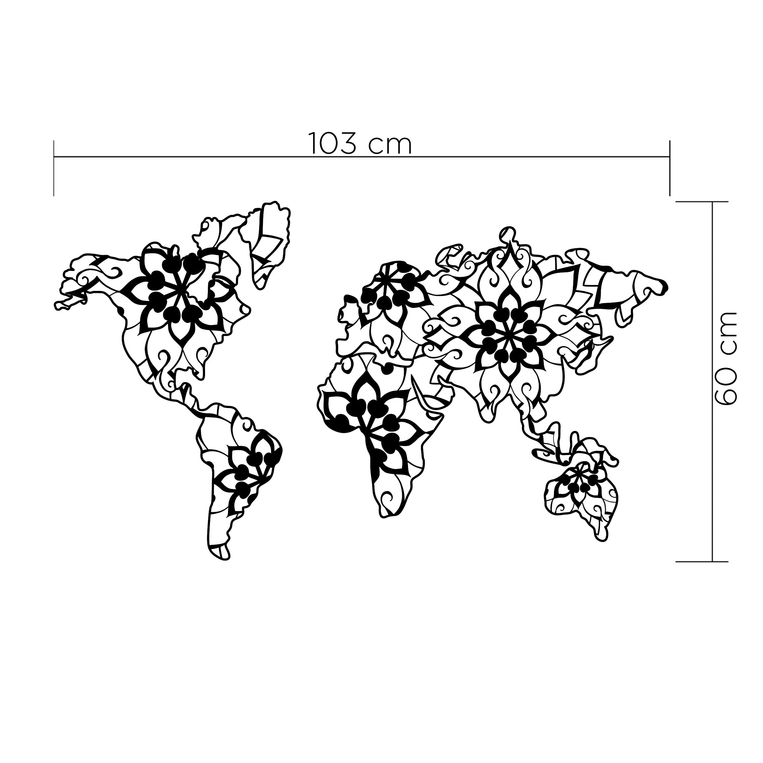 Décoration Murale en Métal - Carte du monde: Mandala