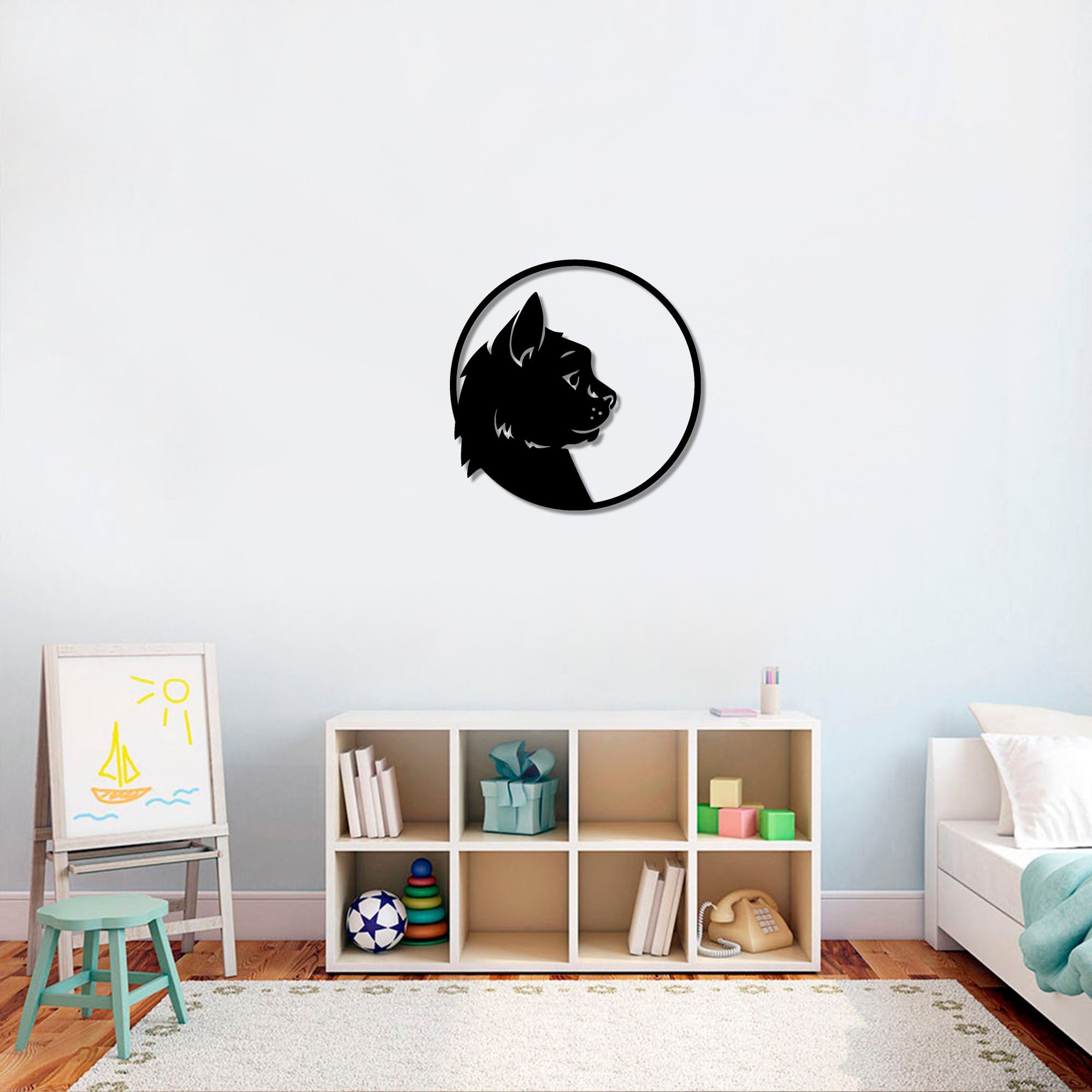 Décoration Murale en Métal - Profil de chat