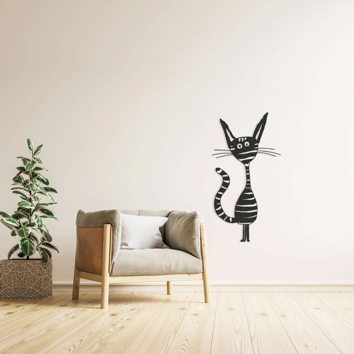 Décoration Murale en Métal - Chat joyeux