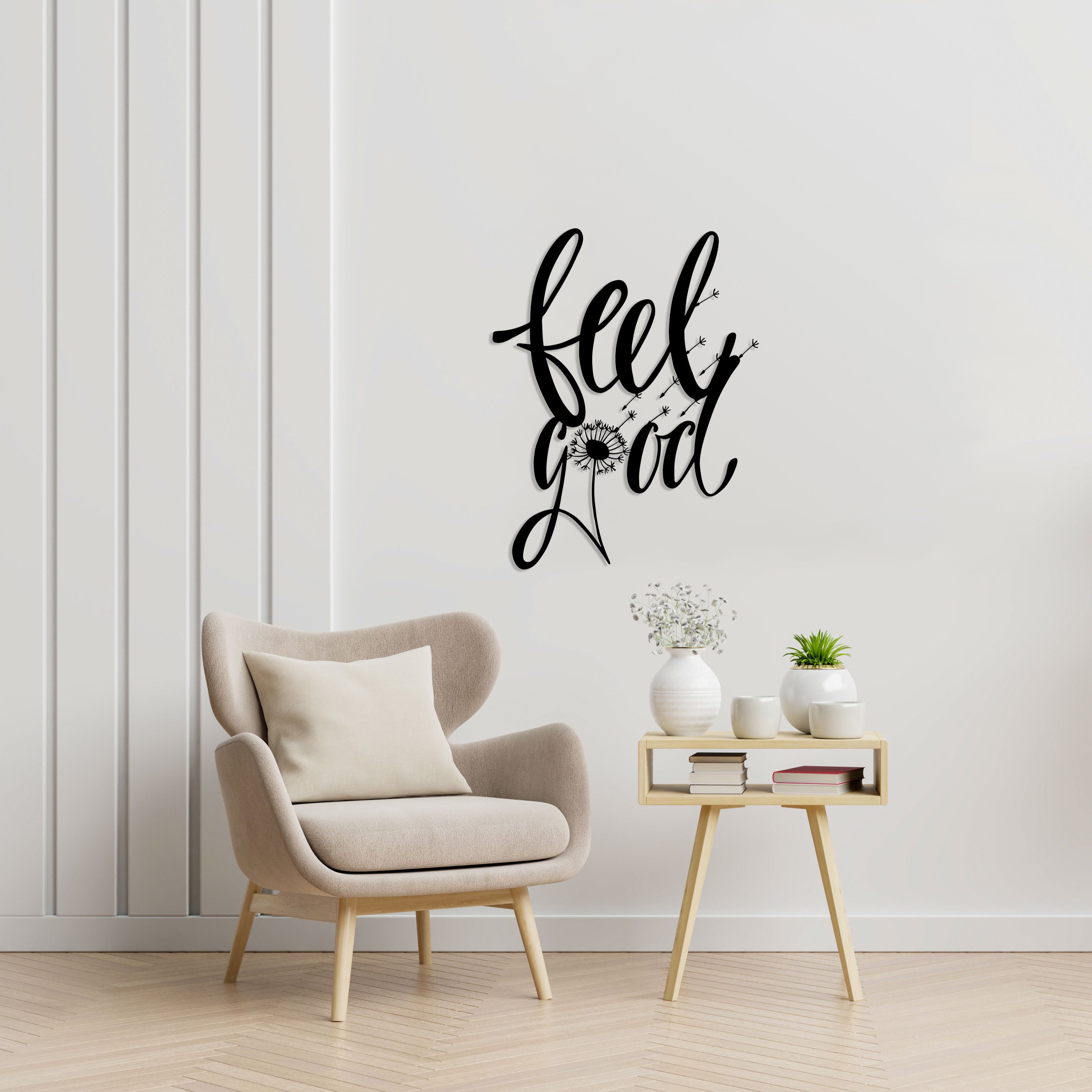 Wanddekoration aus Metall - Feel Good