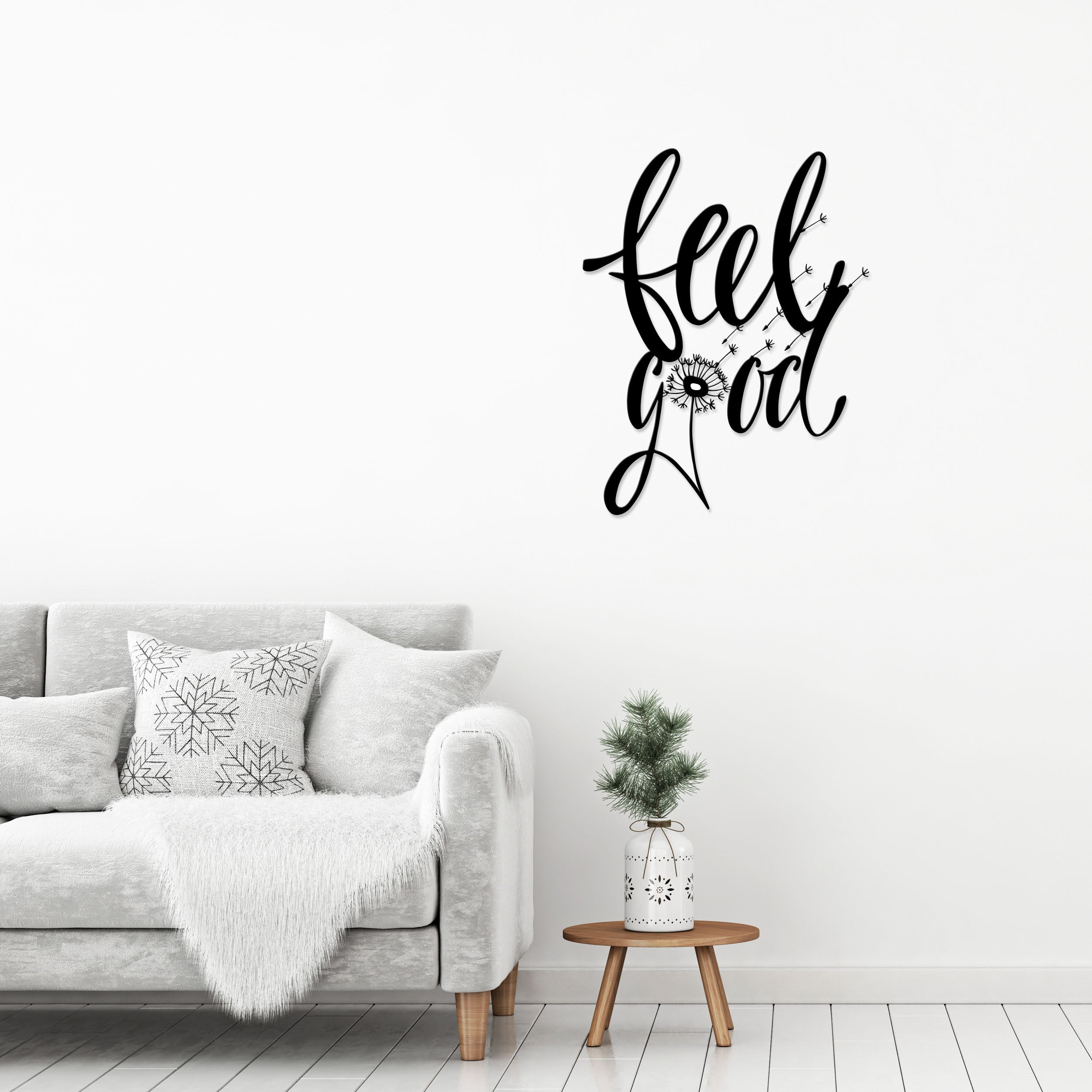Wanddekoration aus Metall - Feel Good