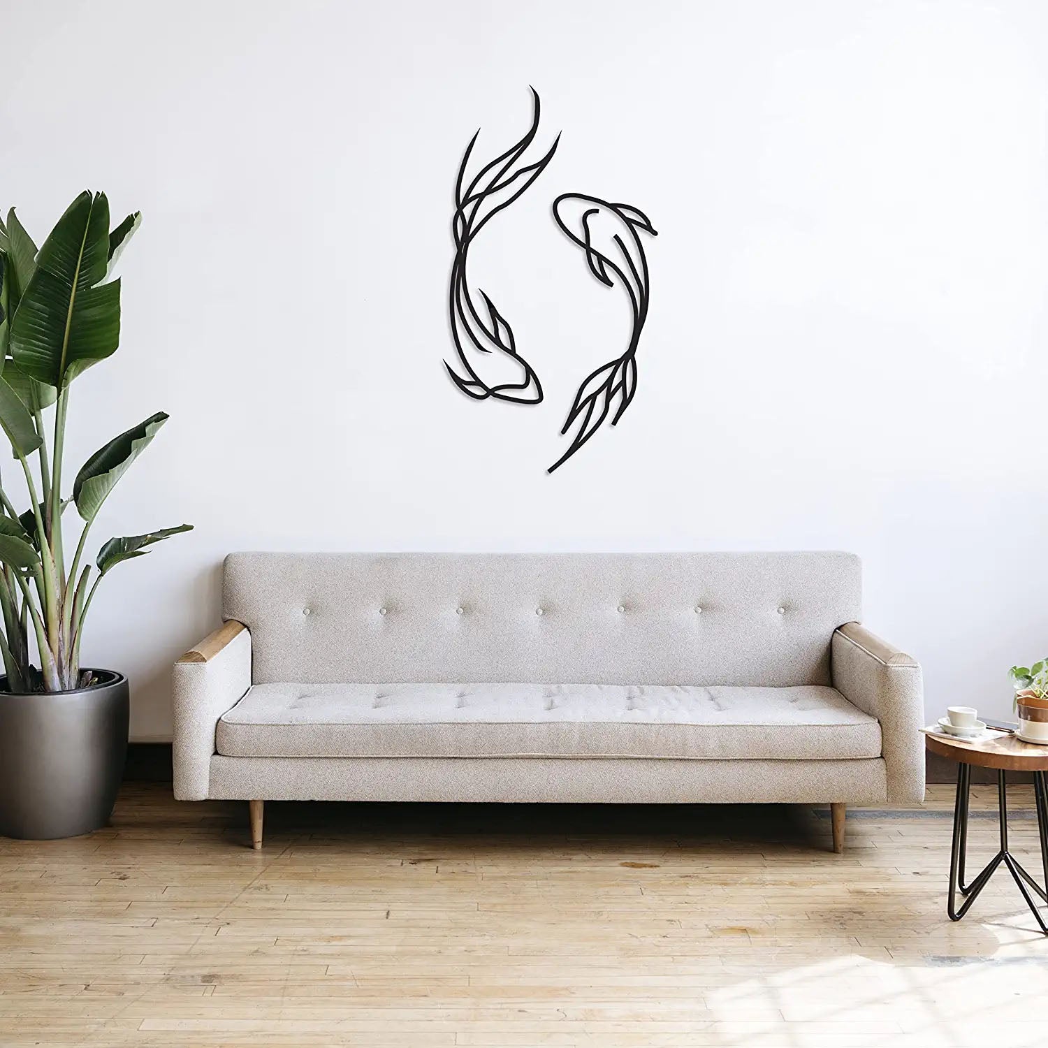 Wanddekoration aus Metall - Feng Shui Koï