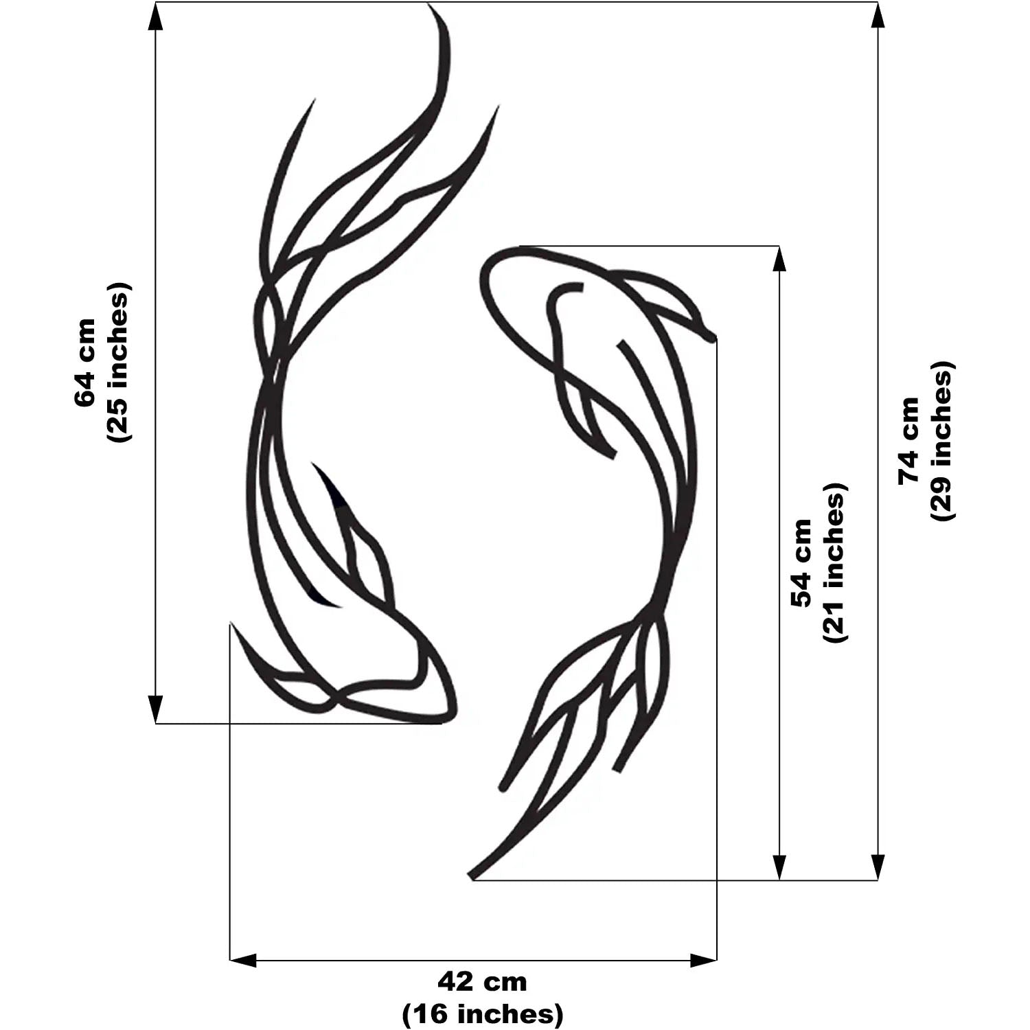 Wanddekoration aus Metall - Feng Shui Koï