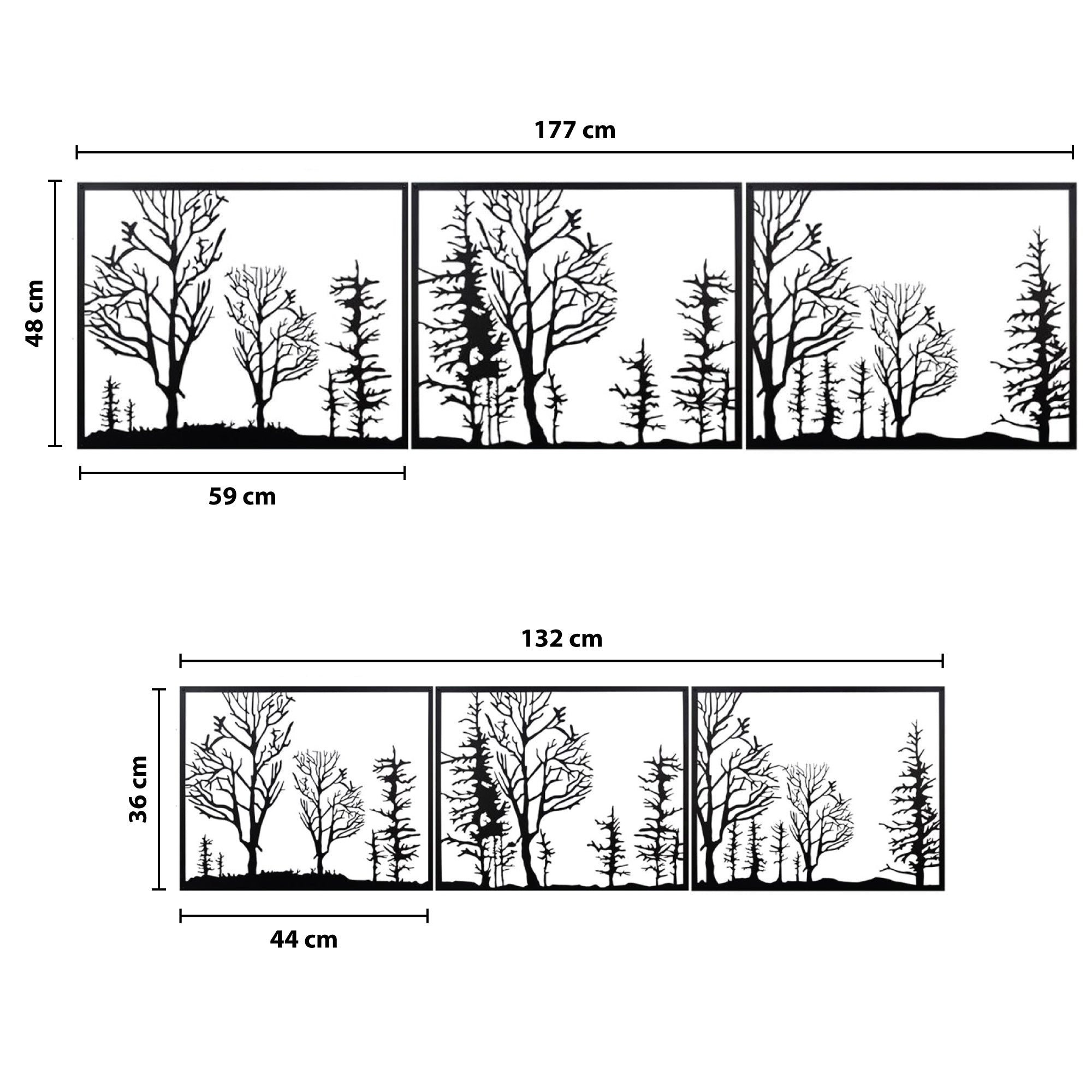 Décoration Murale en Métal - Triptyque Forêt (V.01)