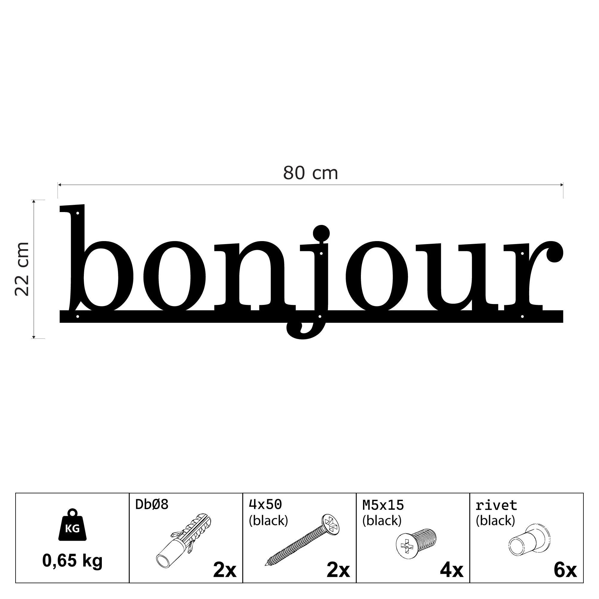 Décoration Murale Métal - Bonjour (HEY.03)