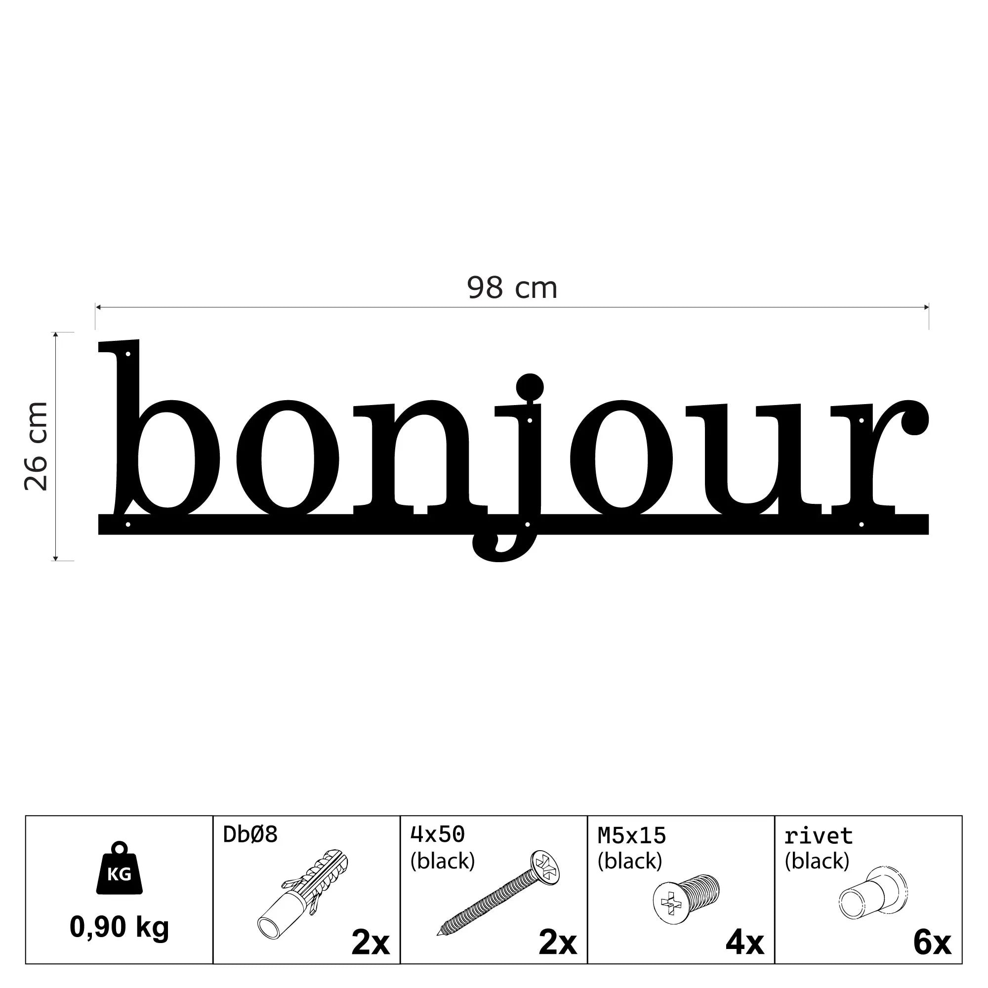 Décoration Murale Métal - Bonjour (HEY.03)