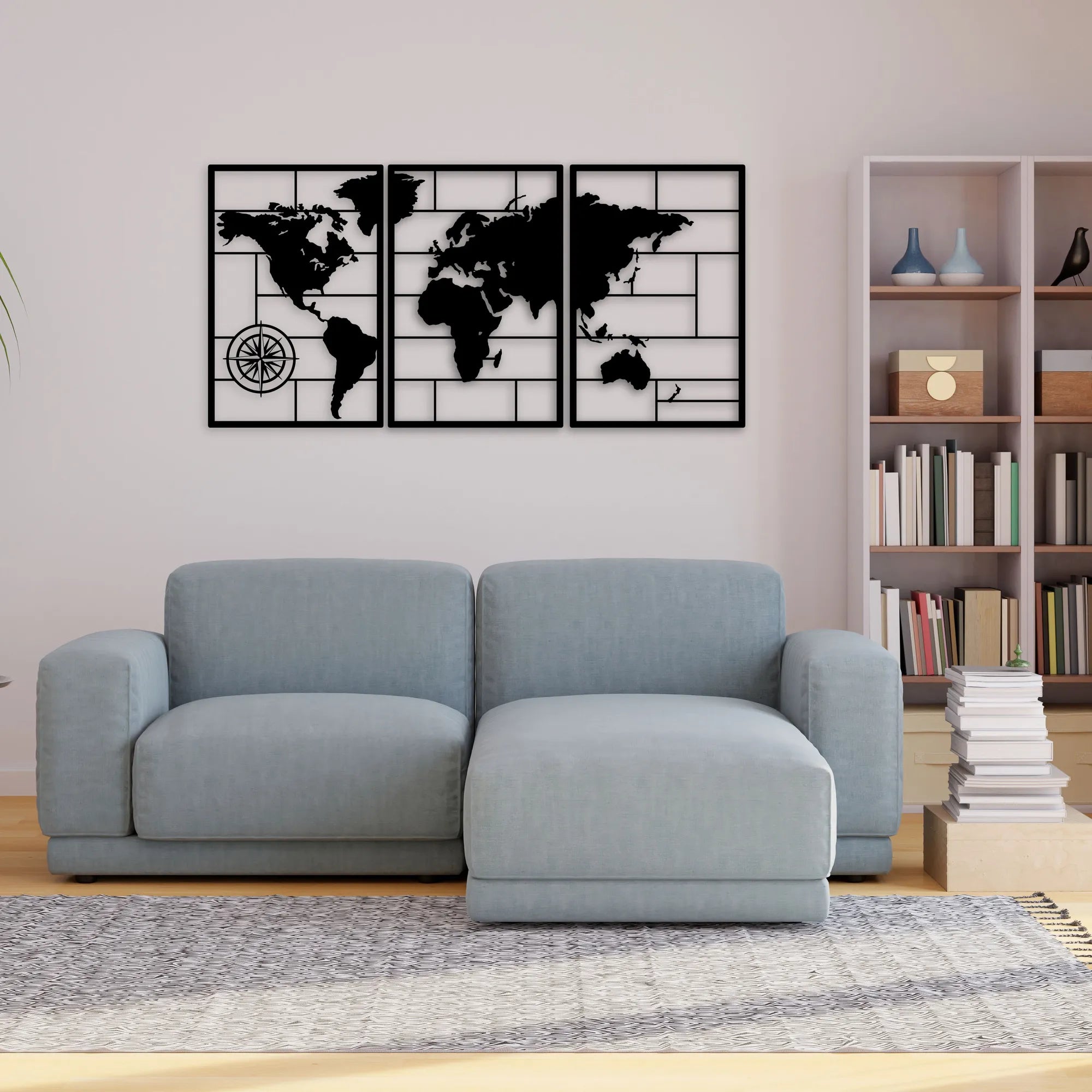 Décoration murale en métal - Carte du monde