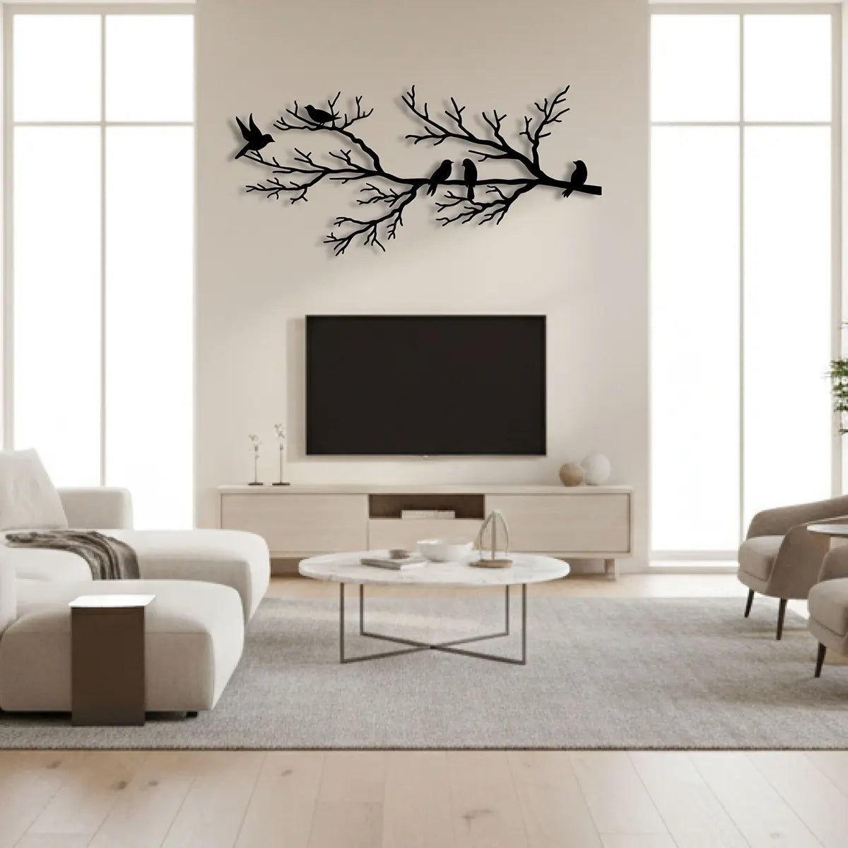 Décoration murale en métal - Oiseaux sur branche