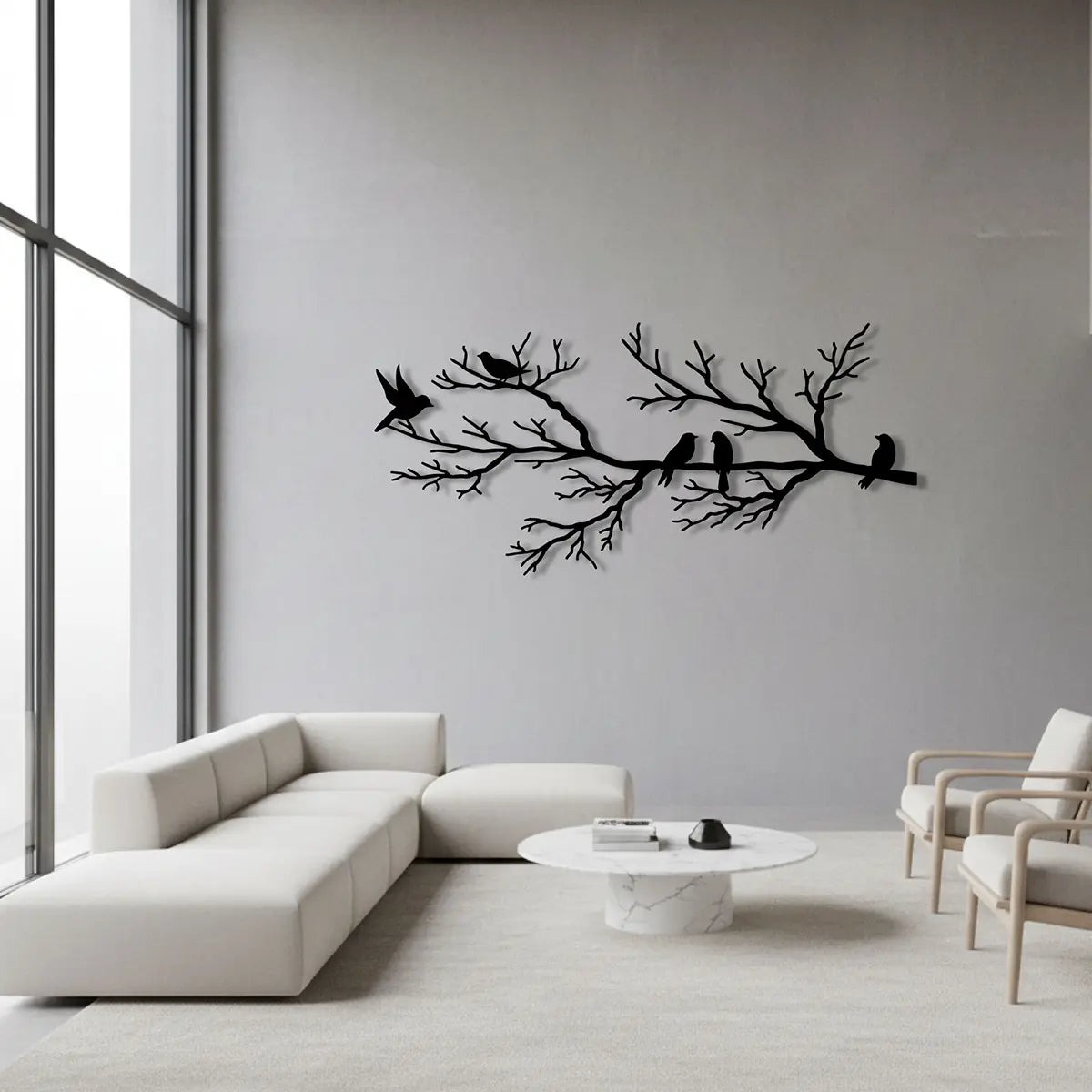 Décoration murale en métal - Oiseaux sur branche
