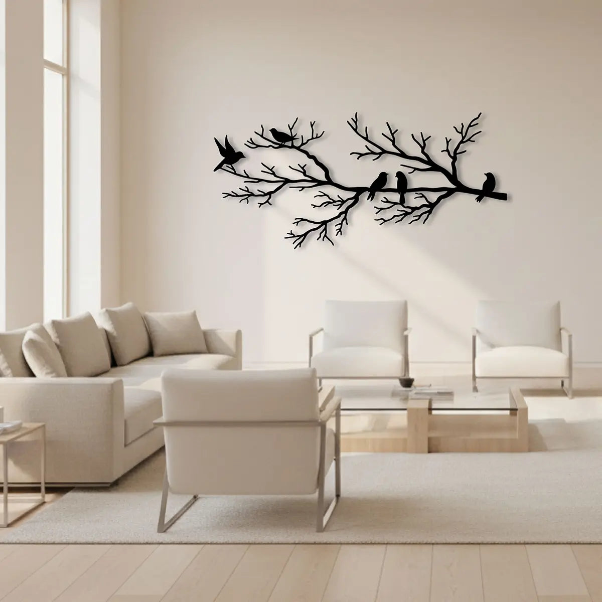 Décoration murale en métal - Oiseaux sur branche