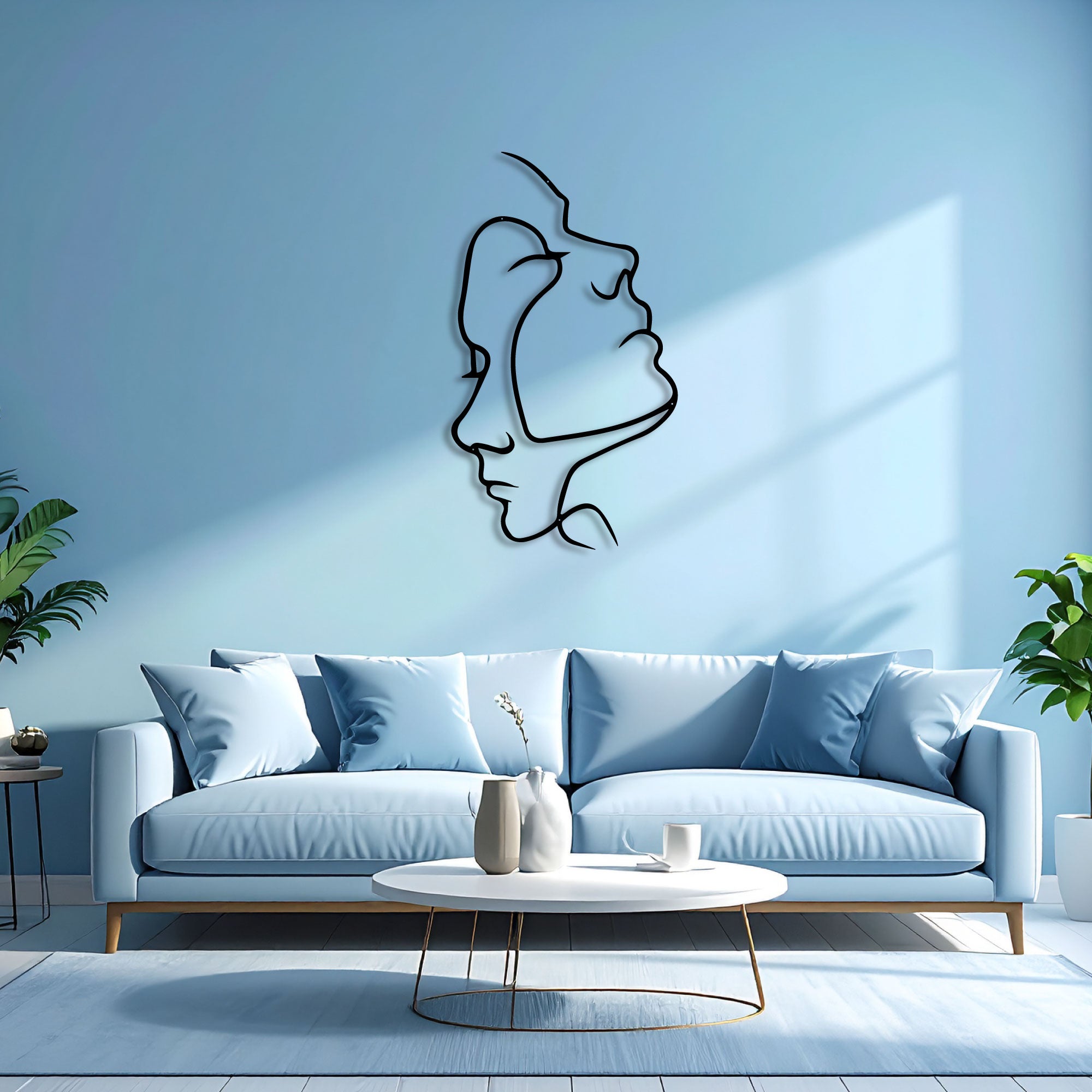 Décoration Murale en Métal - Deux Visages