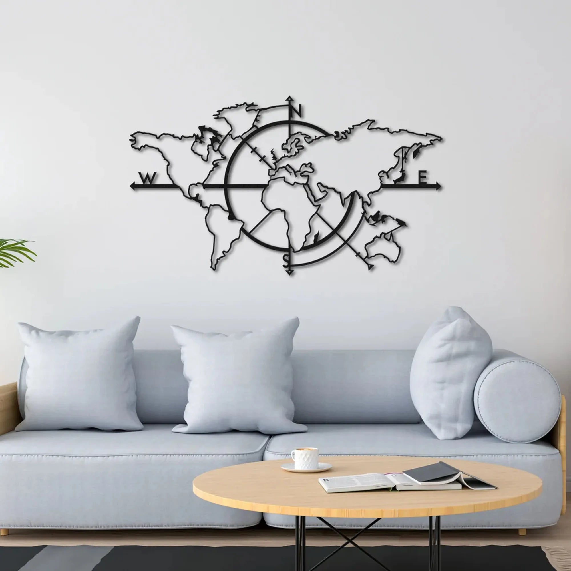 Décoration murale en métal - Carte du monde