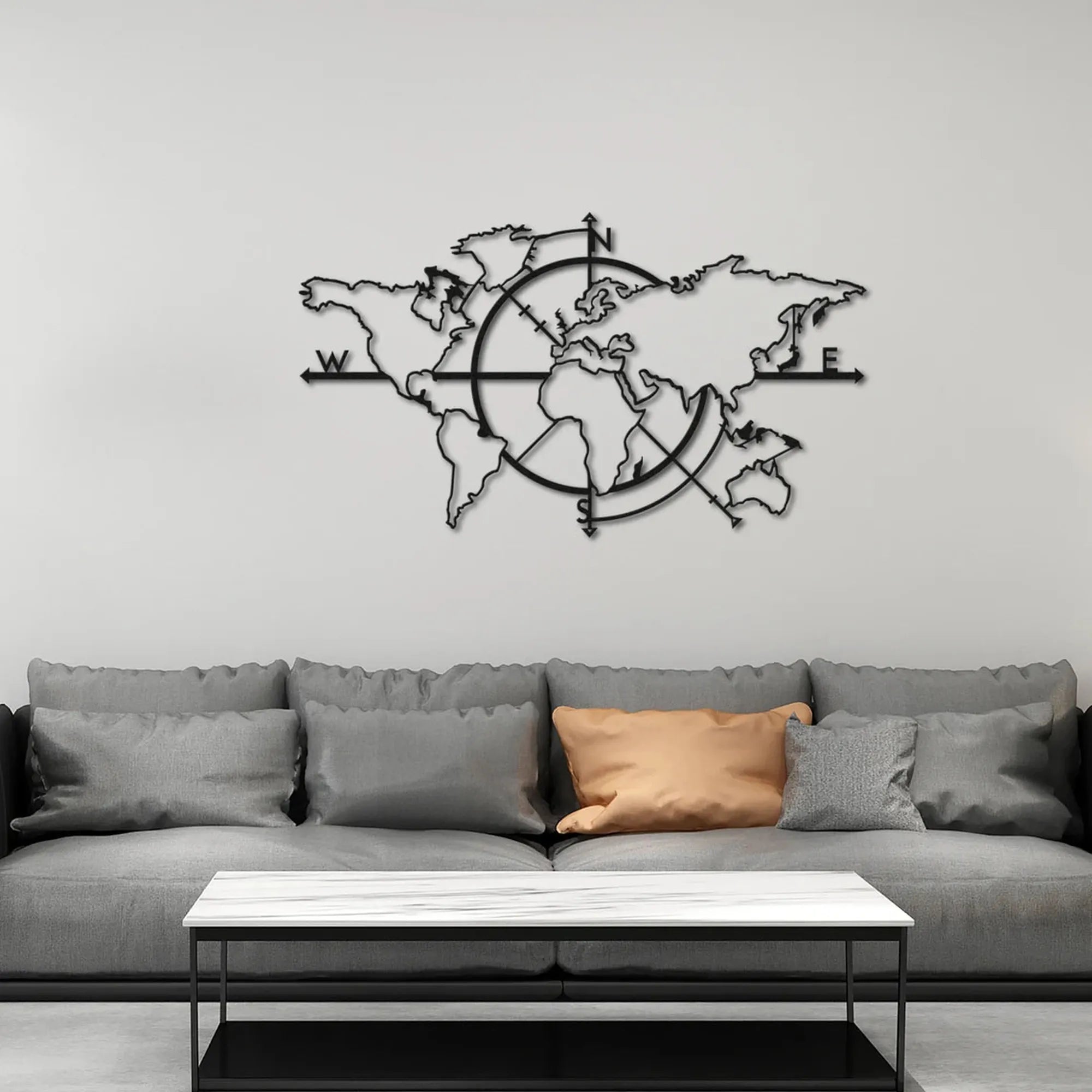 Décoration murale en métal - Carte du monde