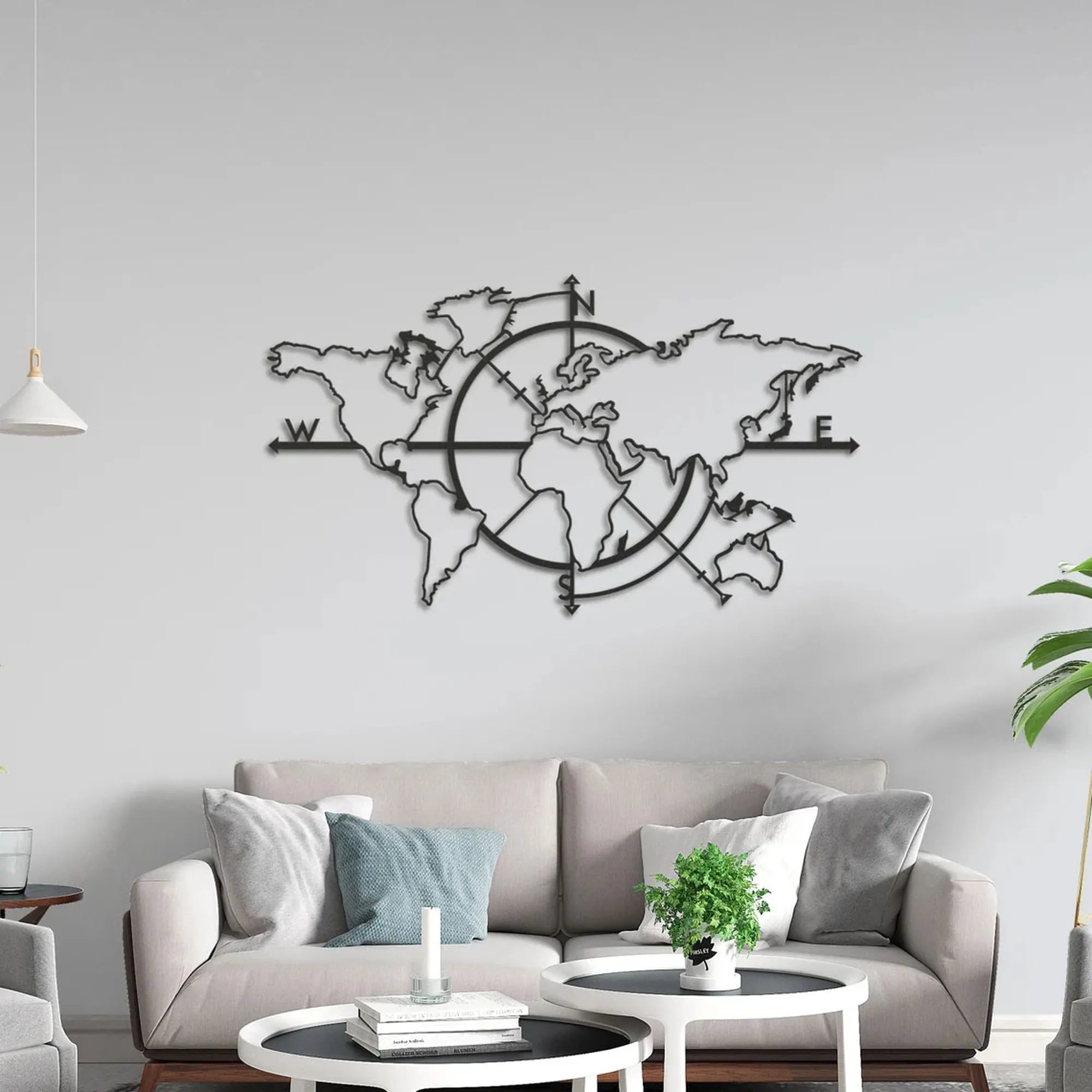 Décoration murale en métal - Carte du monde