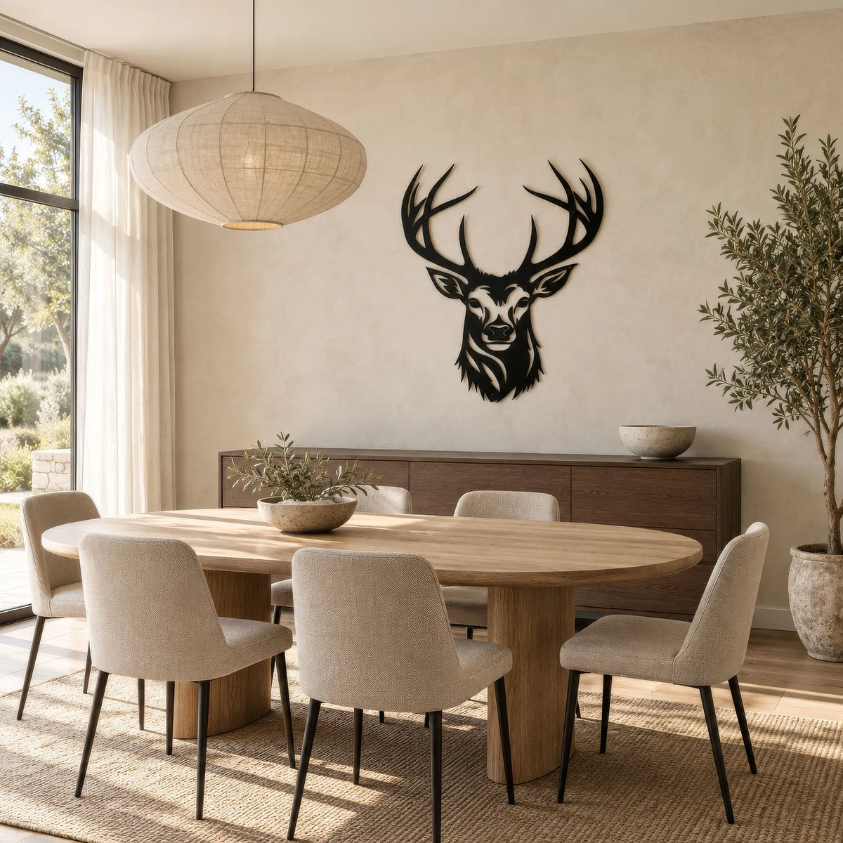 Décoration murale en métal noir - Tête de cerf
