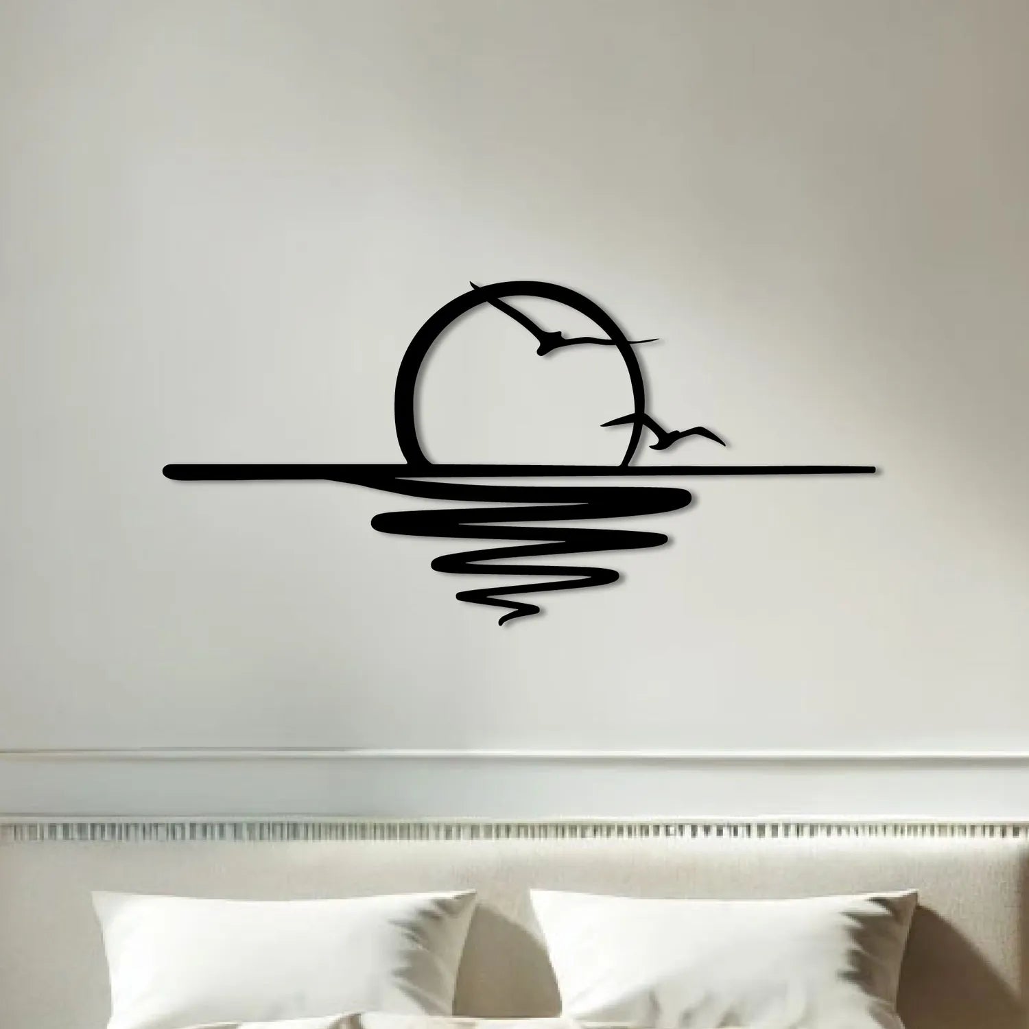 Décoration murale en métal noir - Coucher du soleil