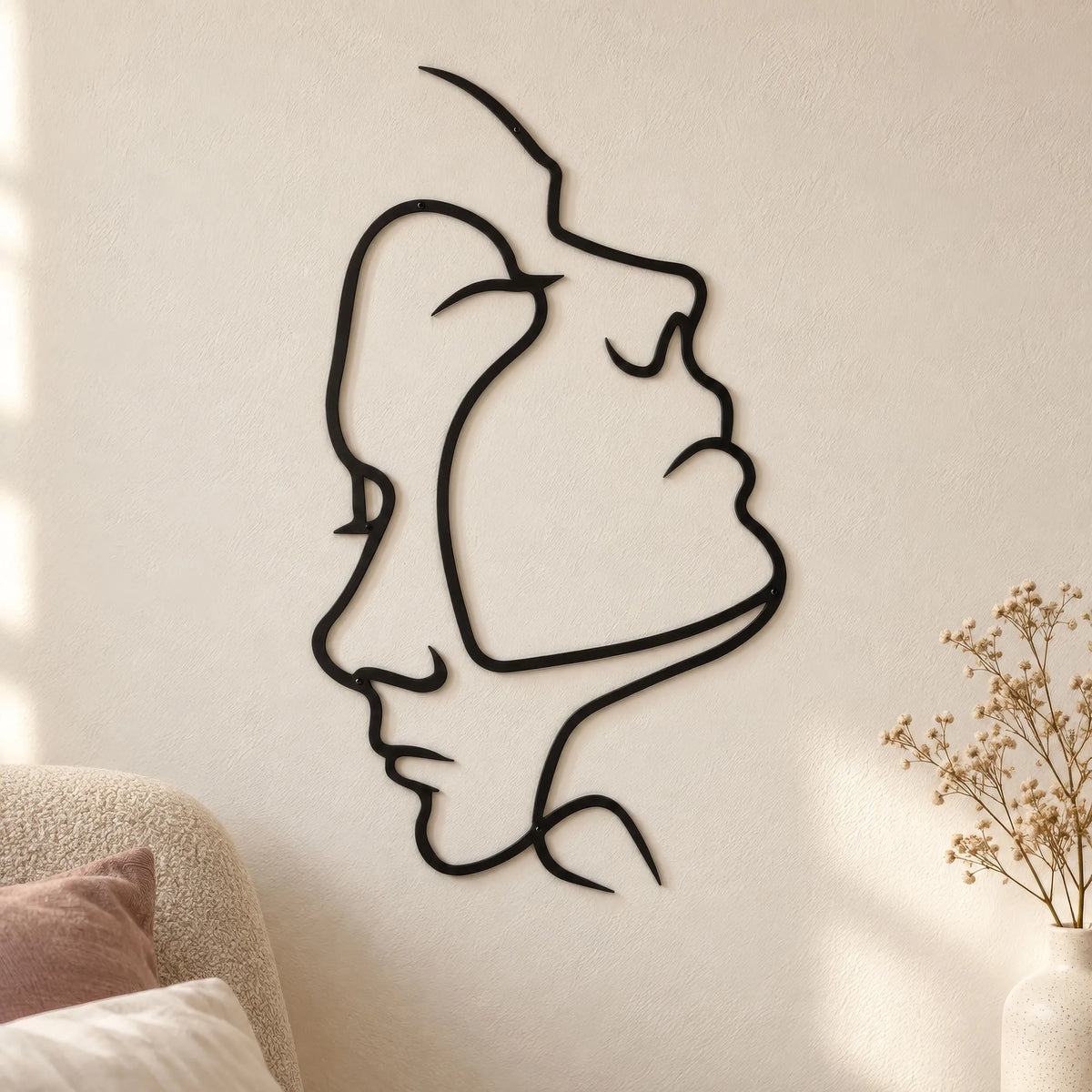 Décoration Murale en Métal - Deux Visages