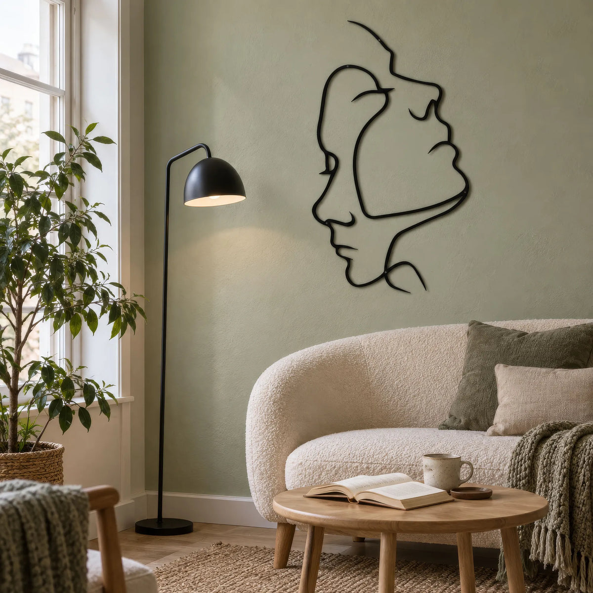 Décoration Murale en Métal - Deux Visages