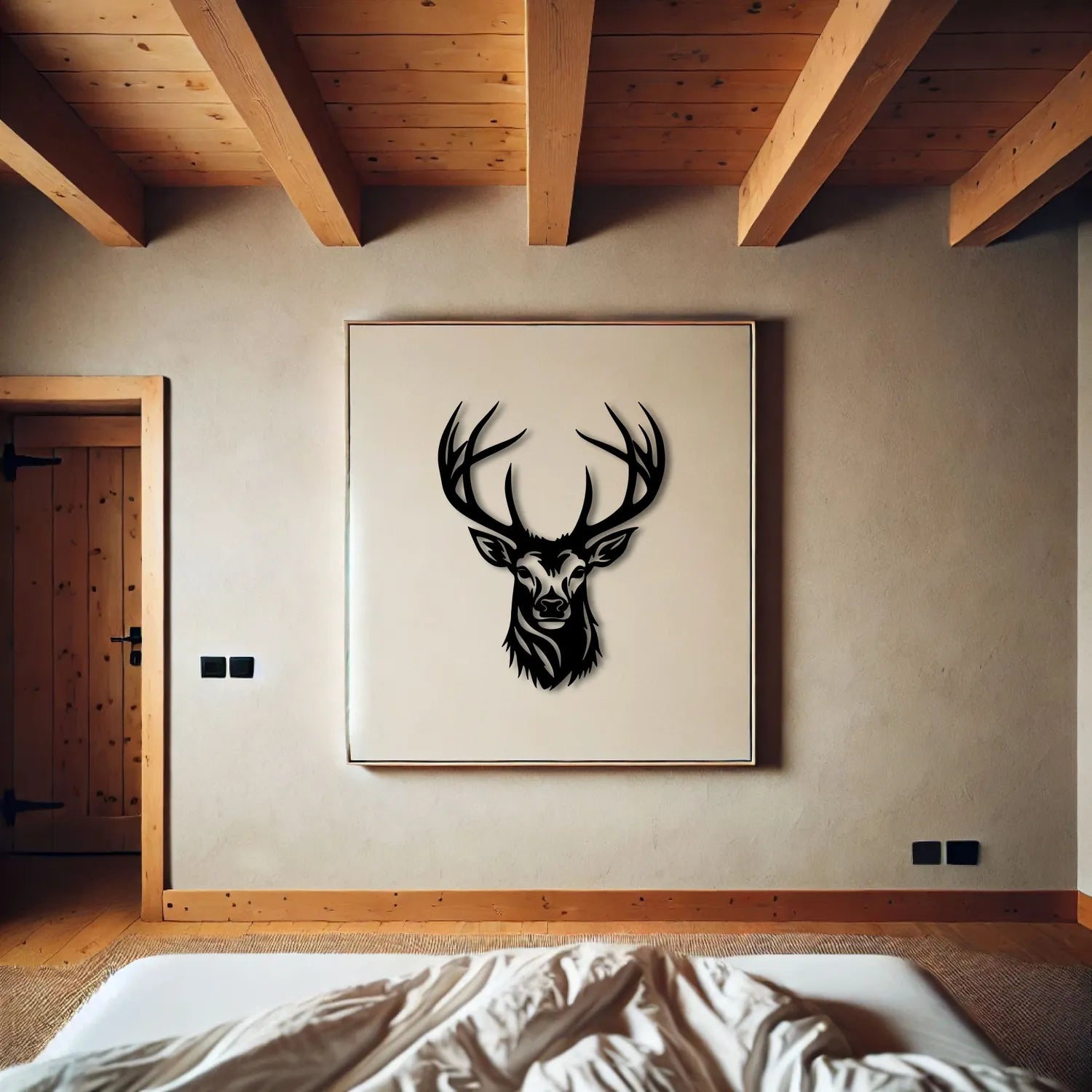 Décoration murale en métal noir - Tête de cerf