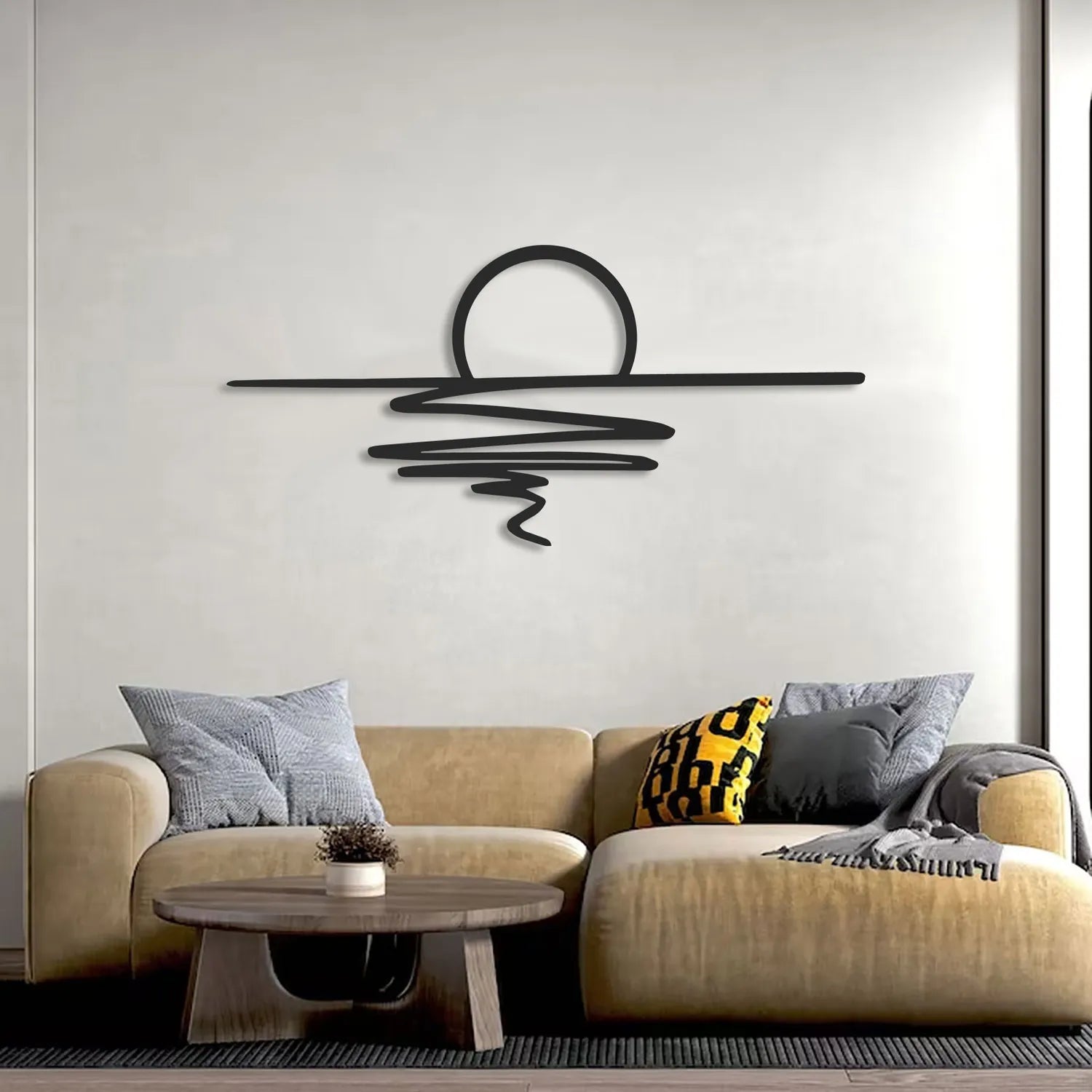Décoration murale en métal noir - Coucher du soleil