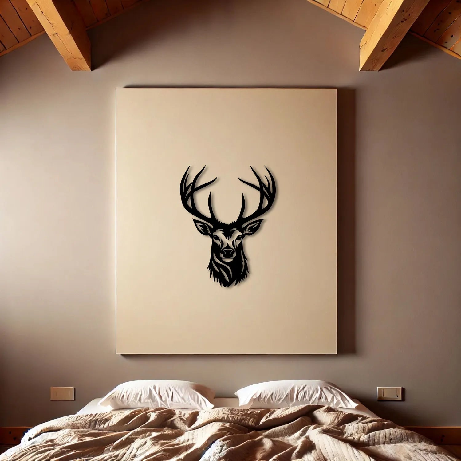 Décoration murale en métal noir - Tête de cerf