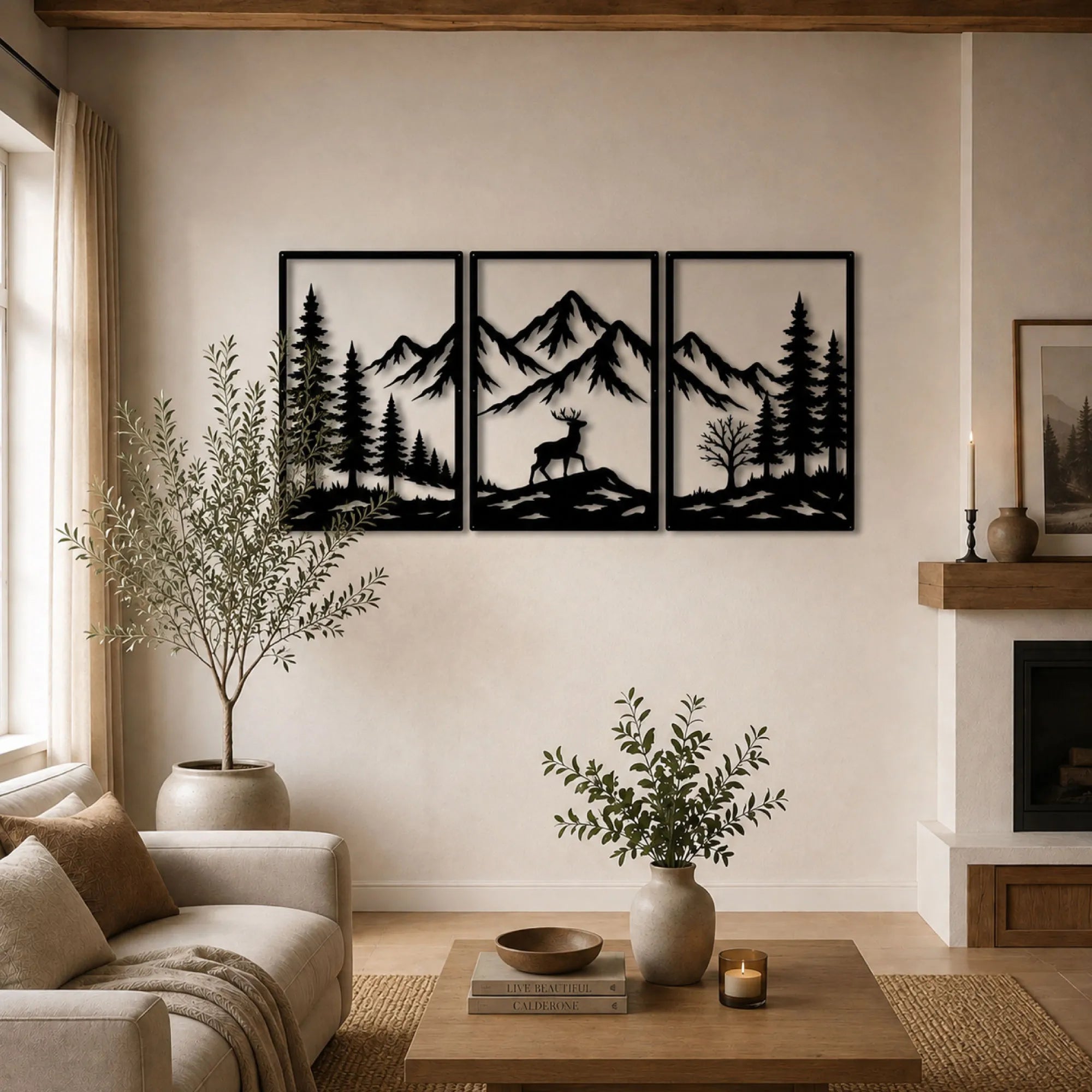 Decorazione Murale in Metallo - Il Cervo Alpino