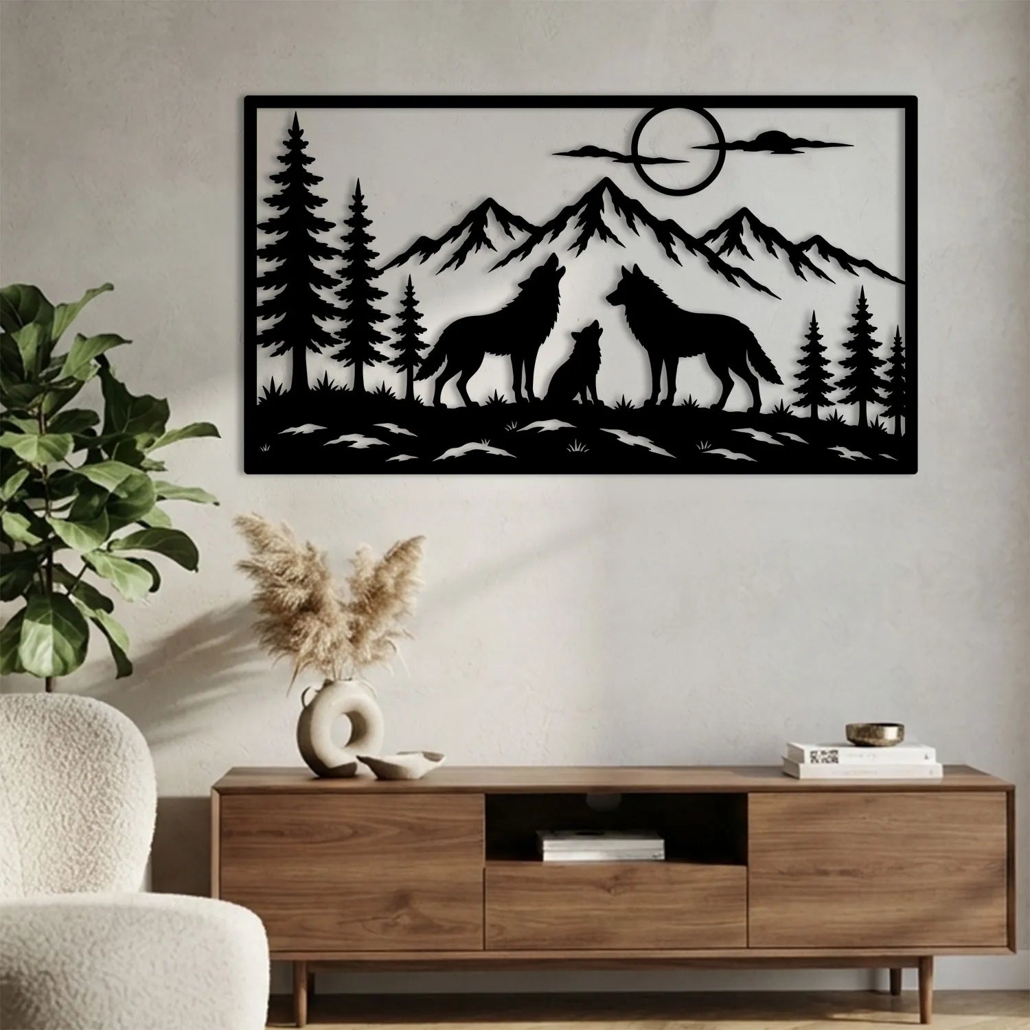 Décoration Murale Métal - La famille des Loups
