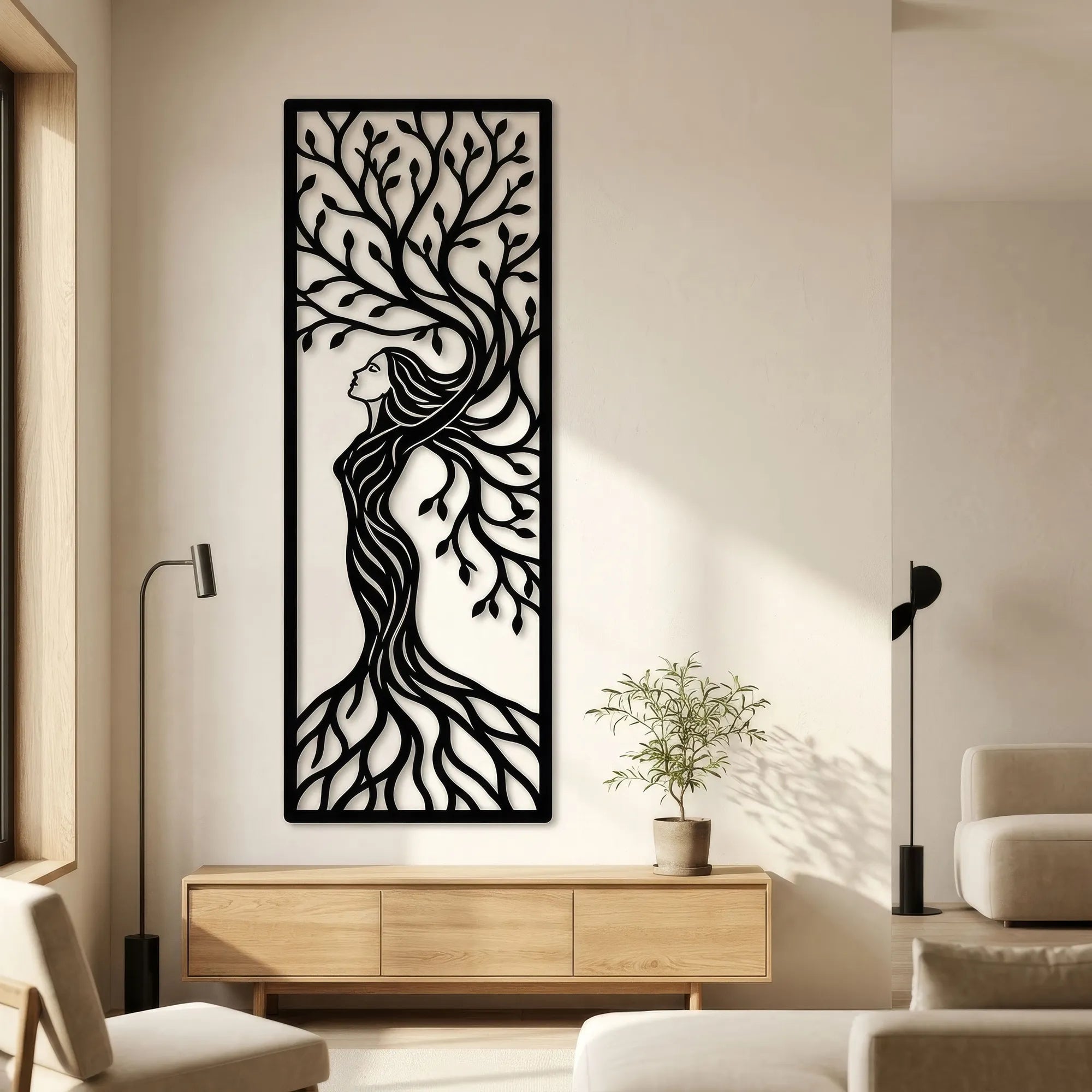 Tree Woman Metal Wall Art