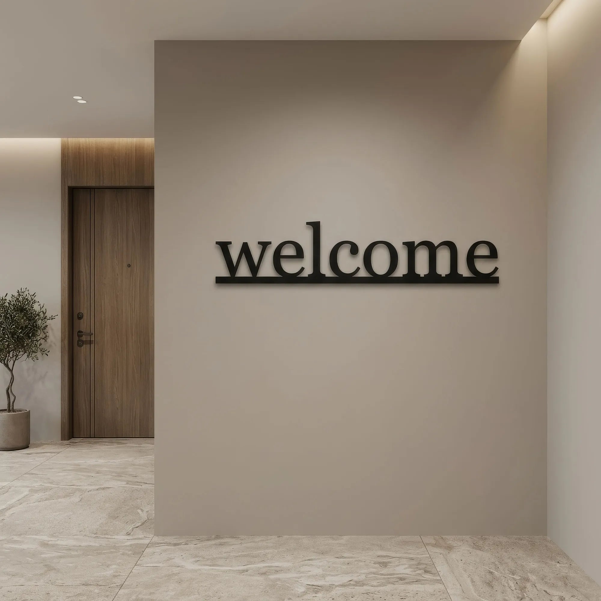 Welcome (HEY.01), Coffee Metal Wall Art