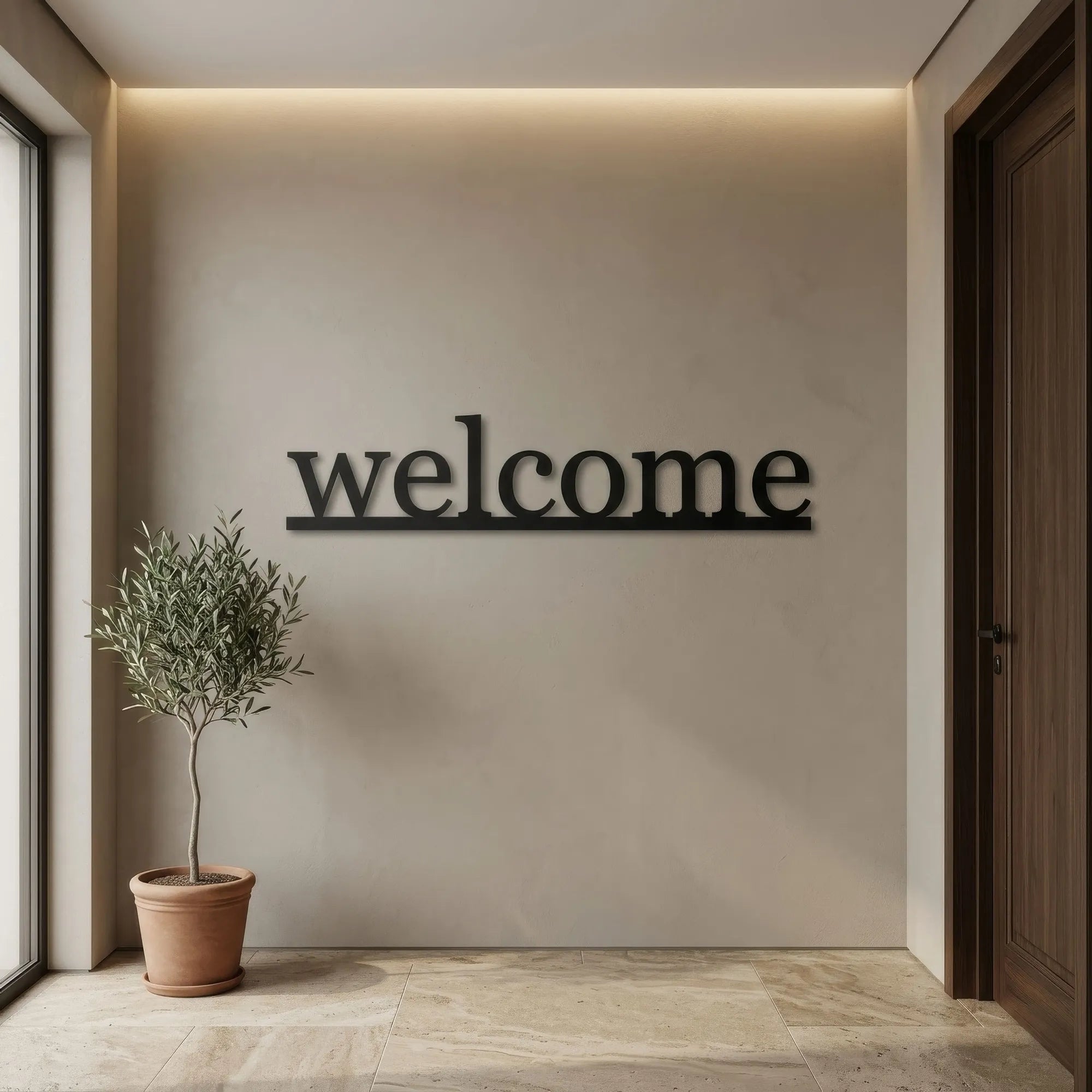 Welcome (HEY.01), Coffee Metal Wall Art