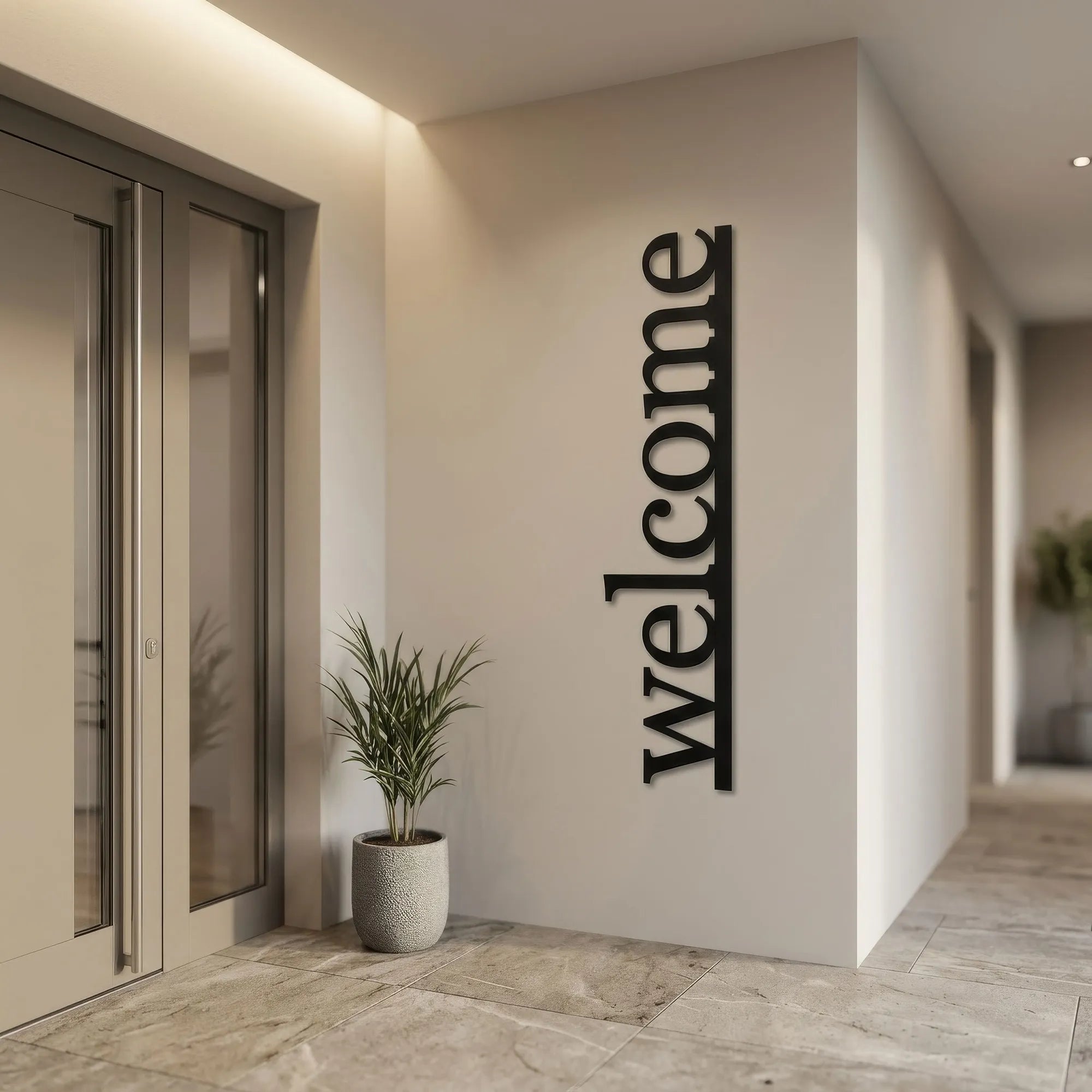Welcome (HEY.01), Coffee Metal Wall Art
