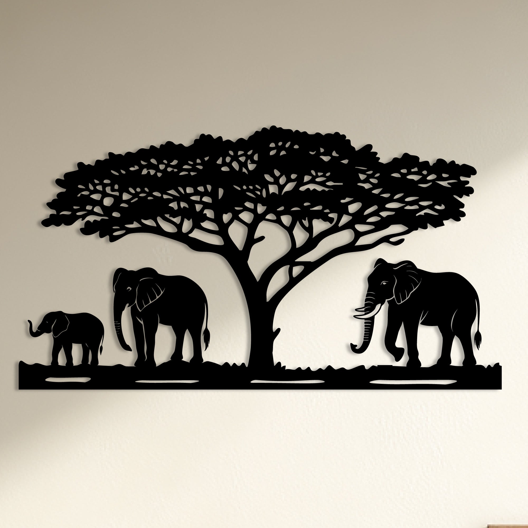 Decorazione da parete in metallo – Famiglia di elefanti
