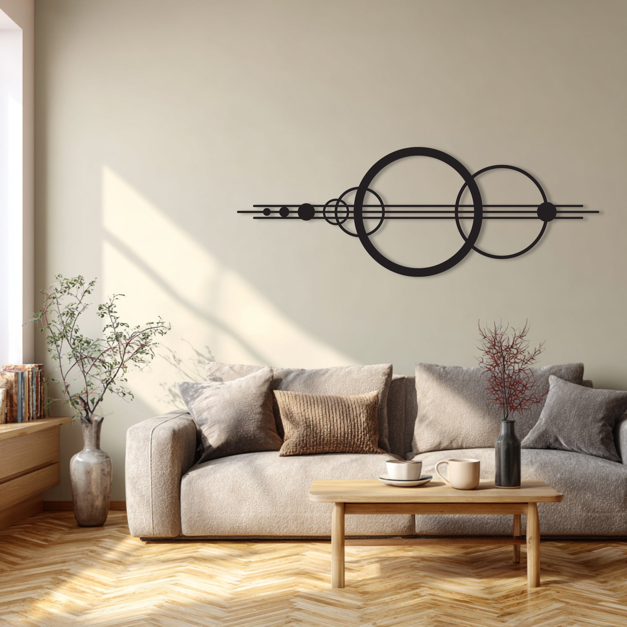 Decorazione da parete in metallo – Cerchi Geometrici