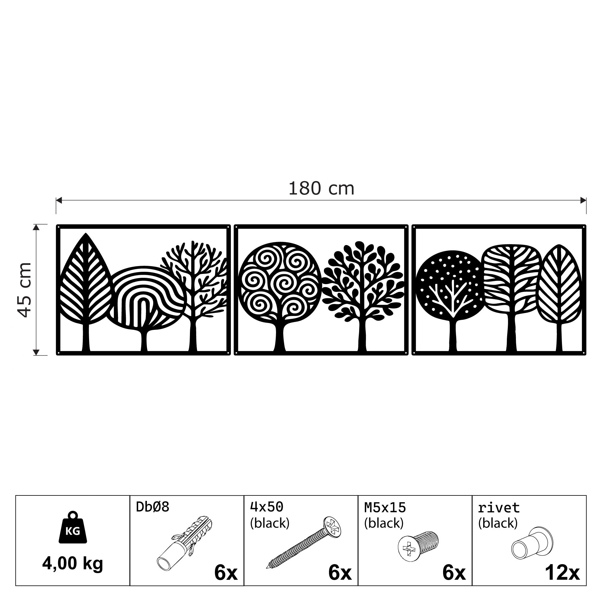 Triptyque déco murale en métal - Forêt de bonbon (V.02)