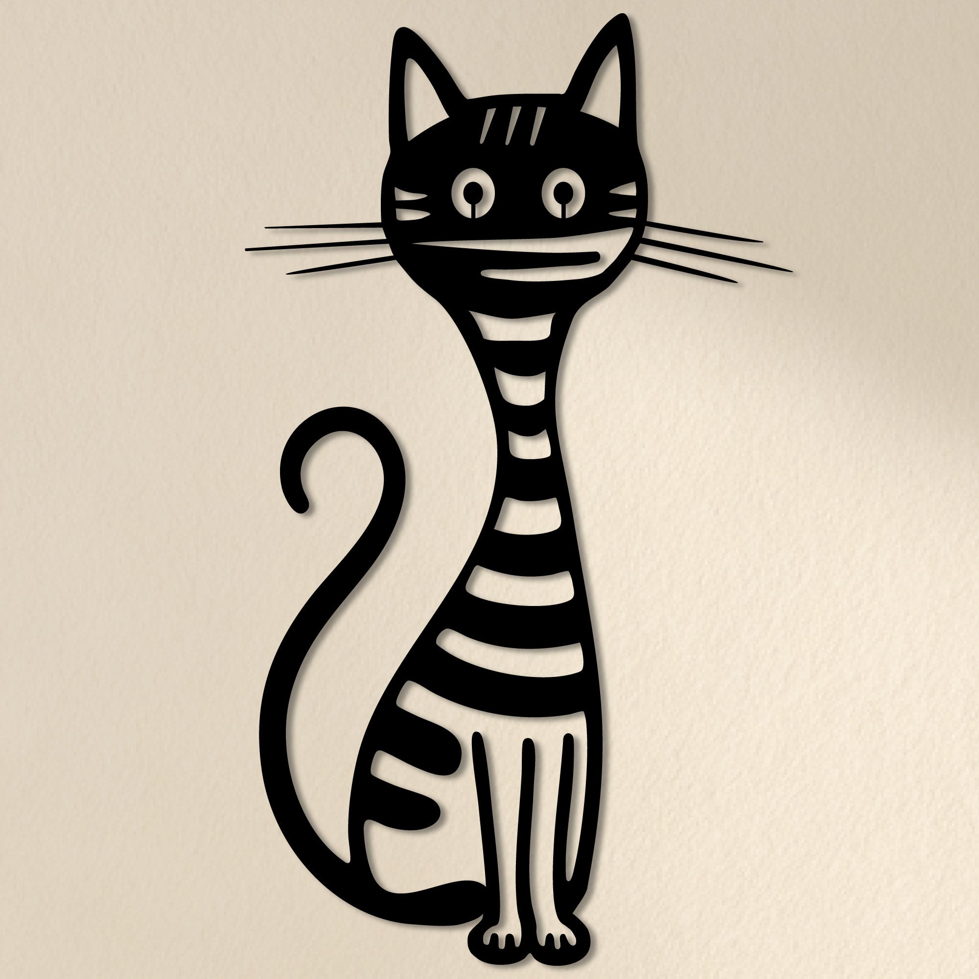 Decorazione Murale in Metallo - Gatto a Strisce