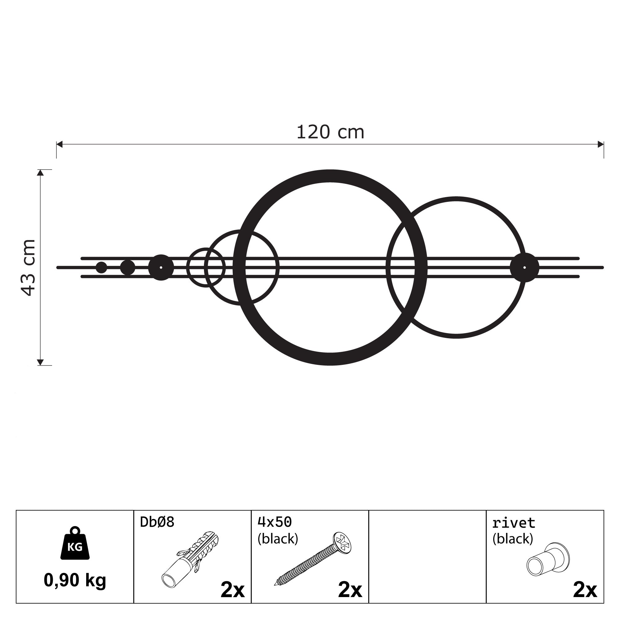 Décoration murale en métal – Cercles Géométriques