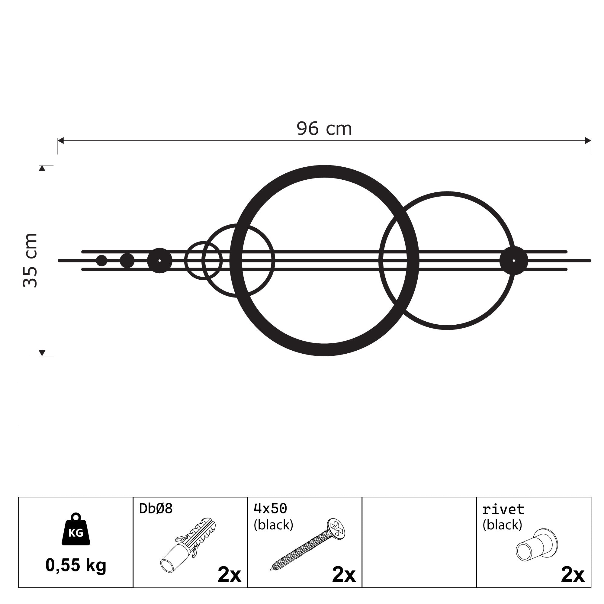 Décoration murale en métal – Cercles Géométriques