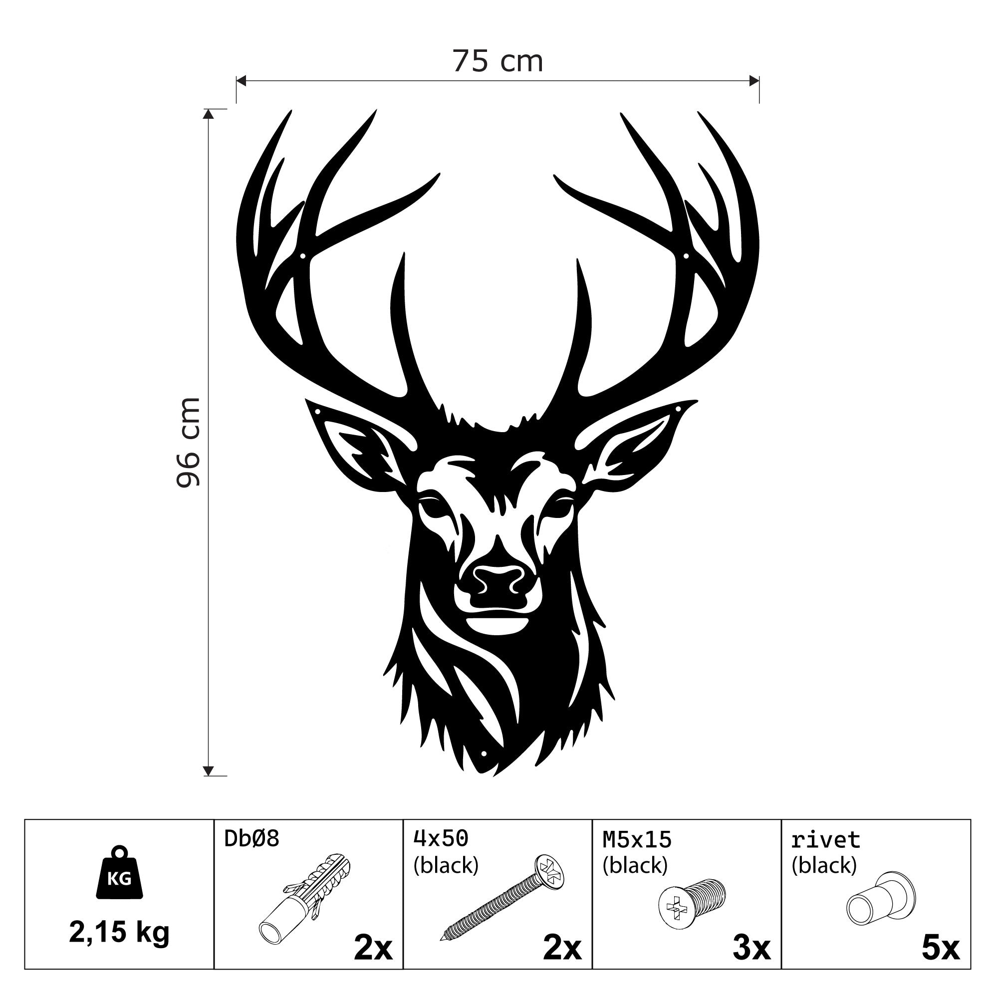 Décoration Murale en Métal - Tête de cerf