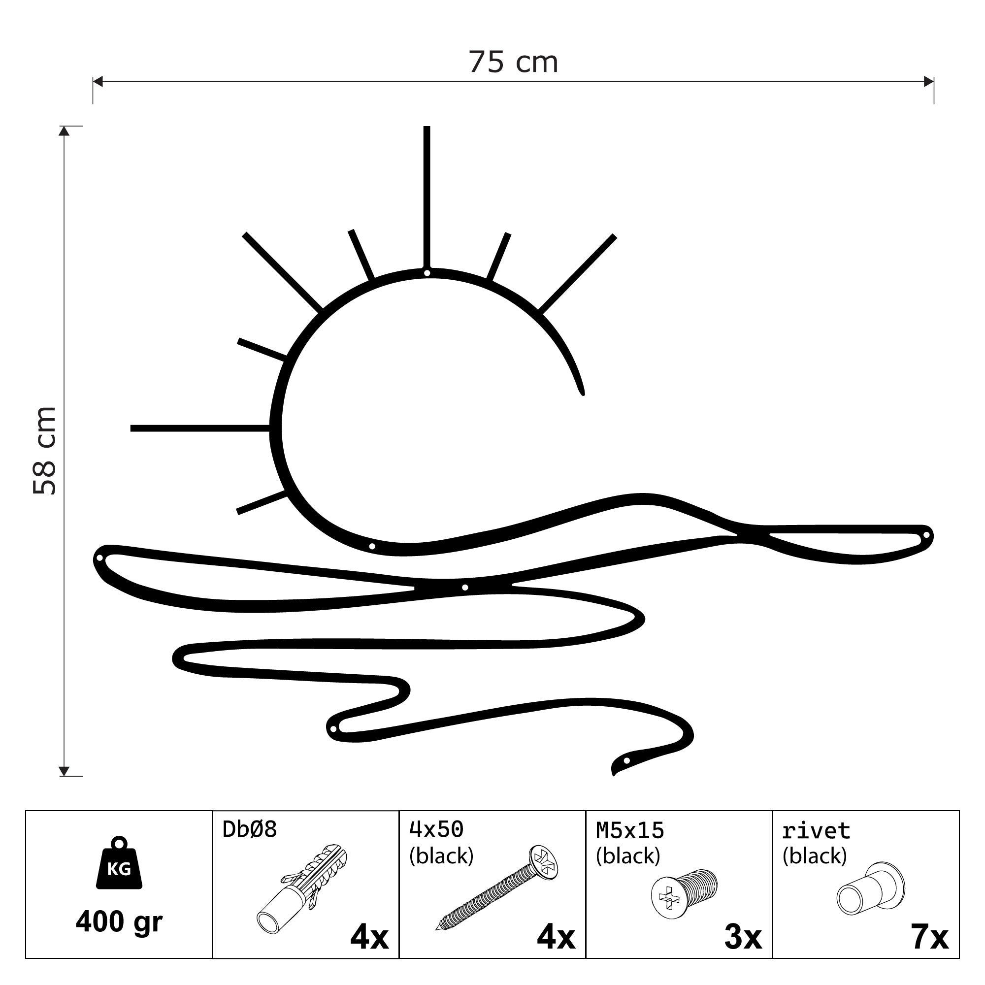 Decorazione Murale in Metallo - Sole (SUN.03)