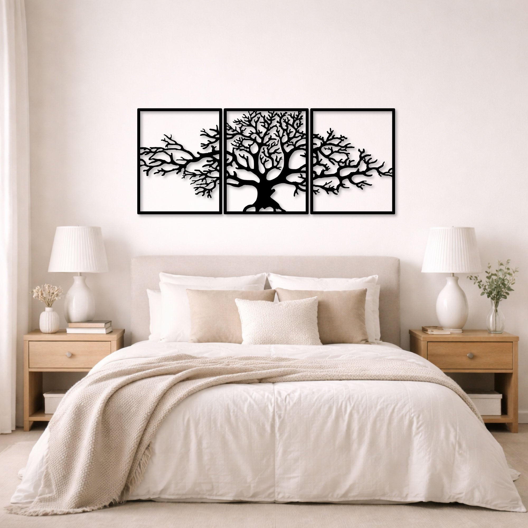 Décoration murale en métal moderne - Triptyque Arbre De Vie (P01)