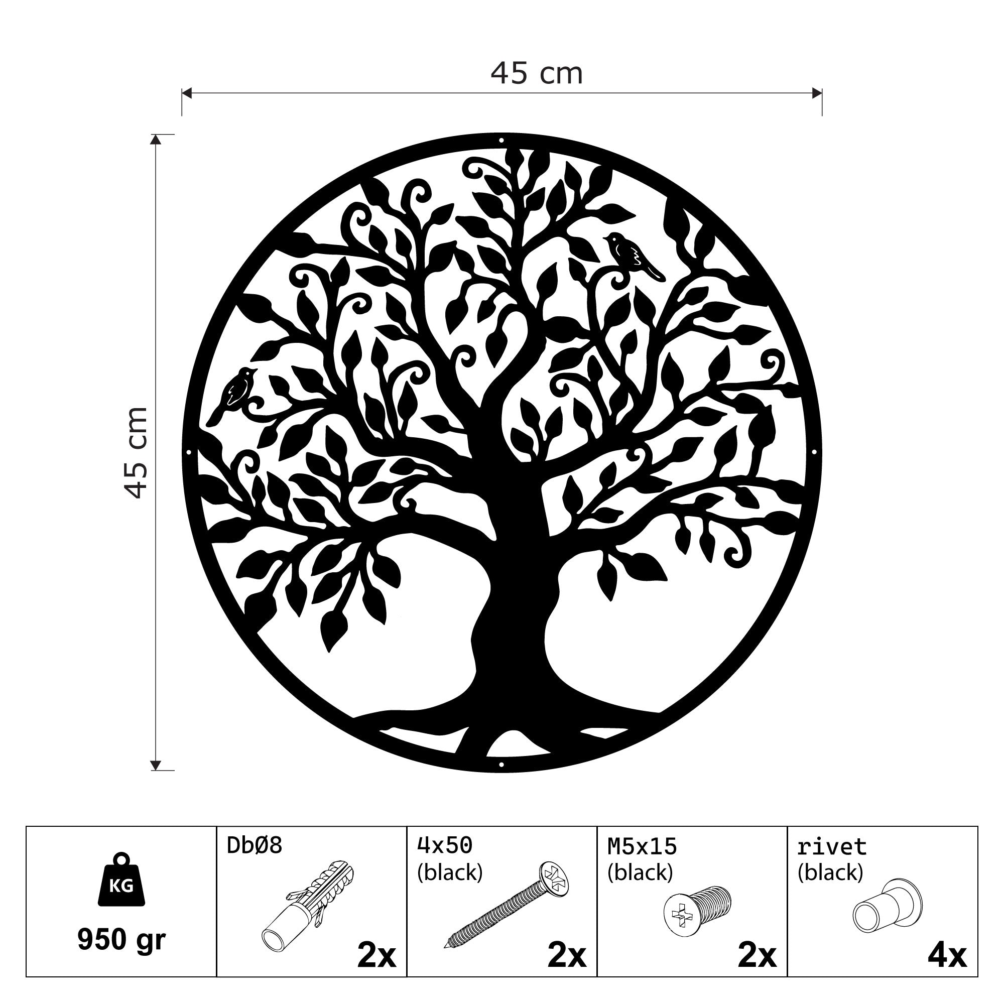 Decorazione Murale in Metallo - Albero della vita (T14)