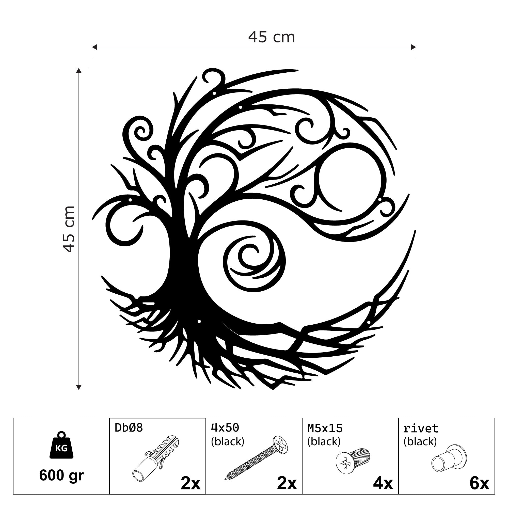 Decoración de Pared de Metal - Árbol de la vida (T2)