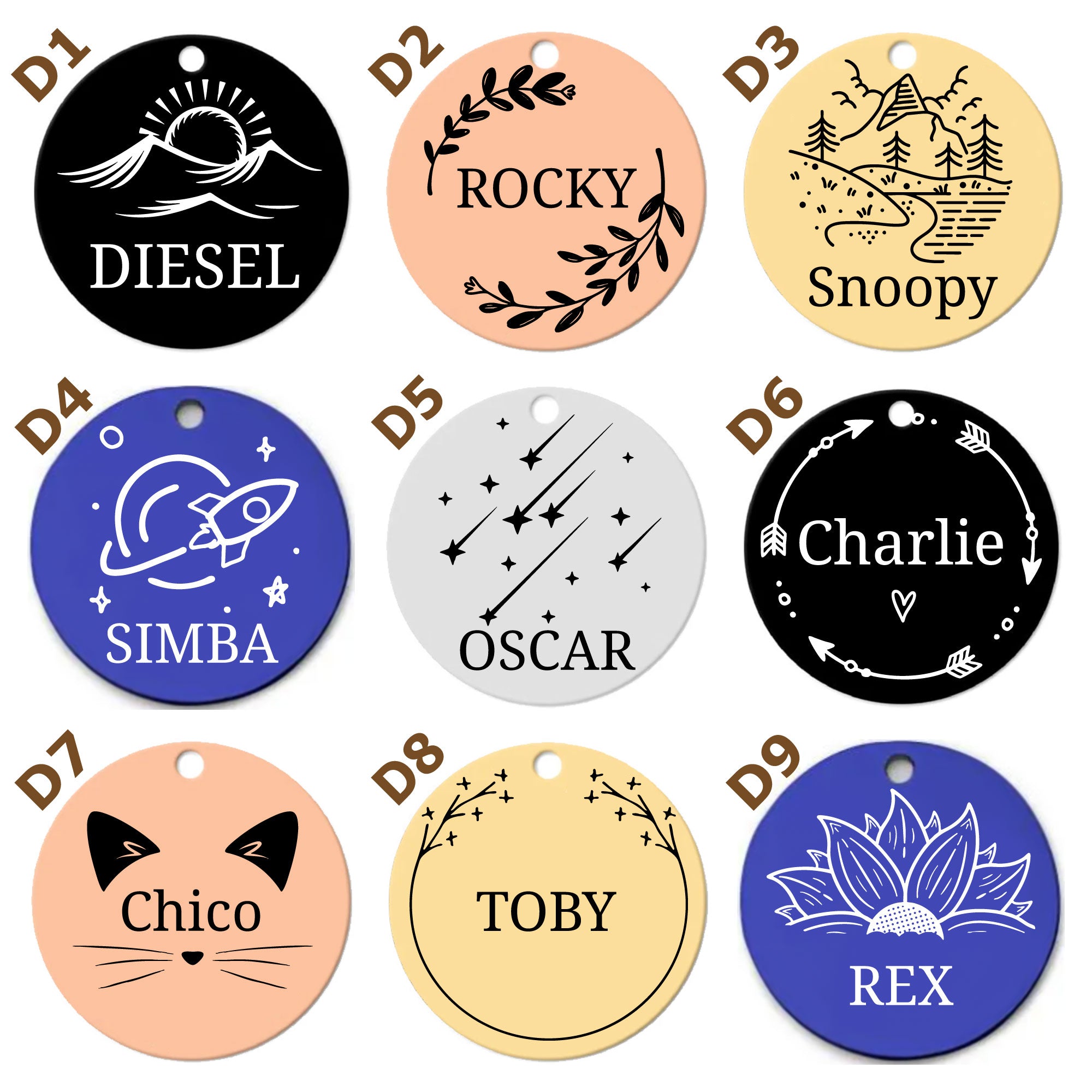 Chapa de identificación personalizable para mascotas