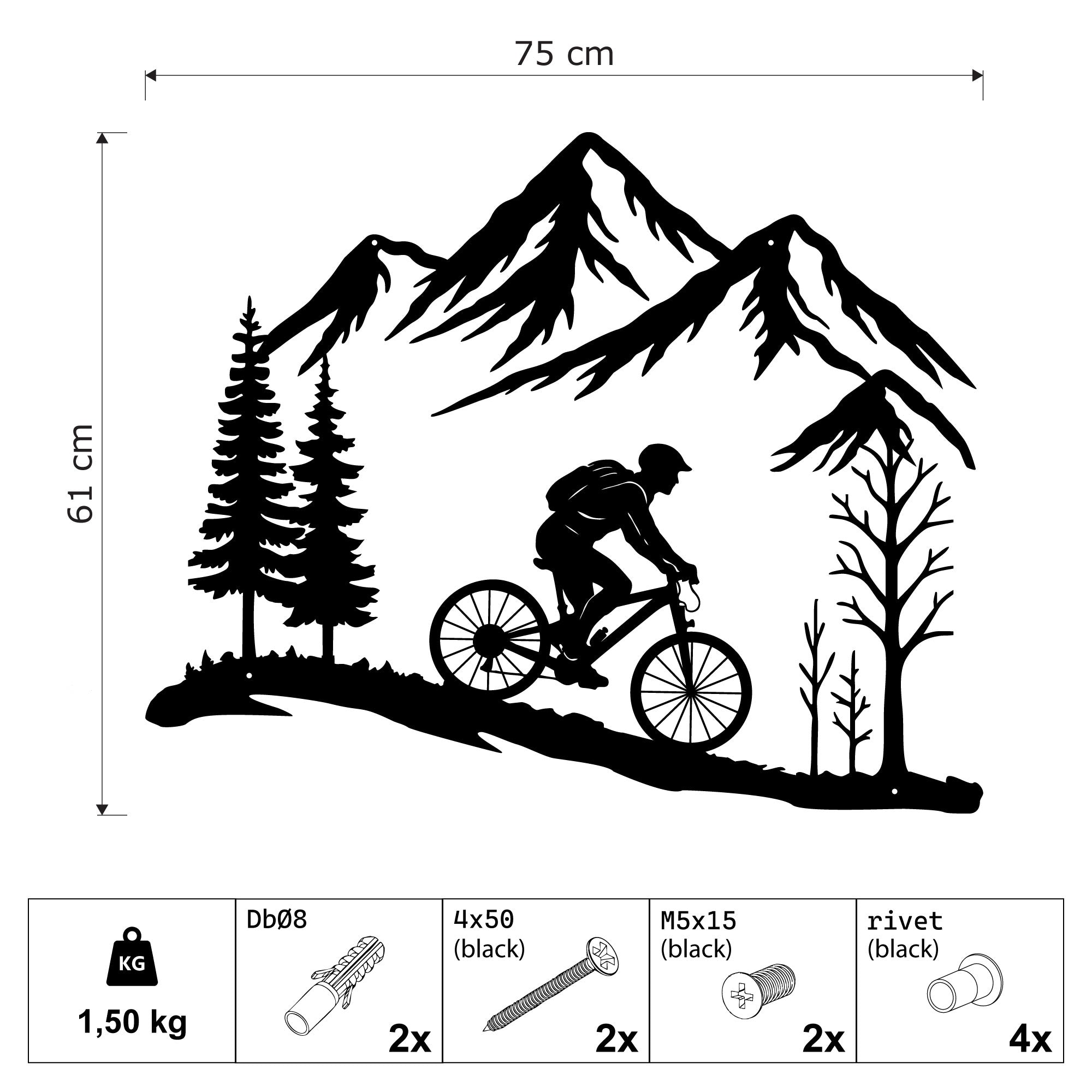Wanddeko Metall - Radfahrer