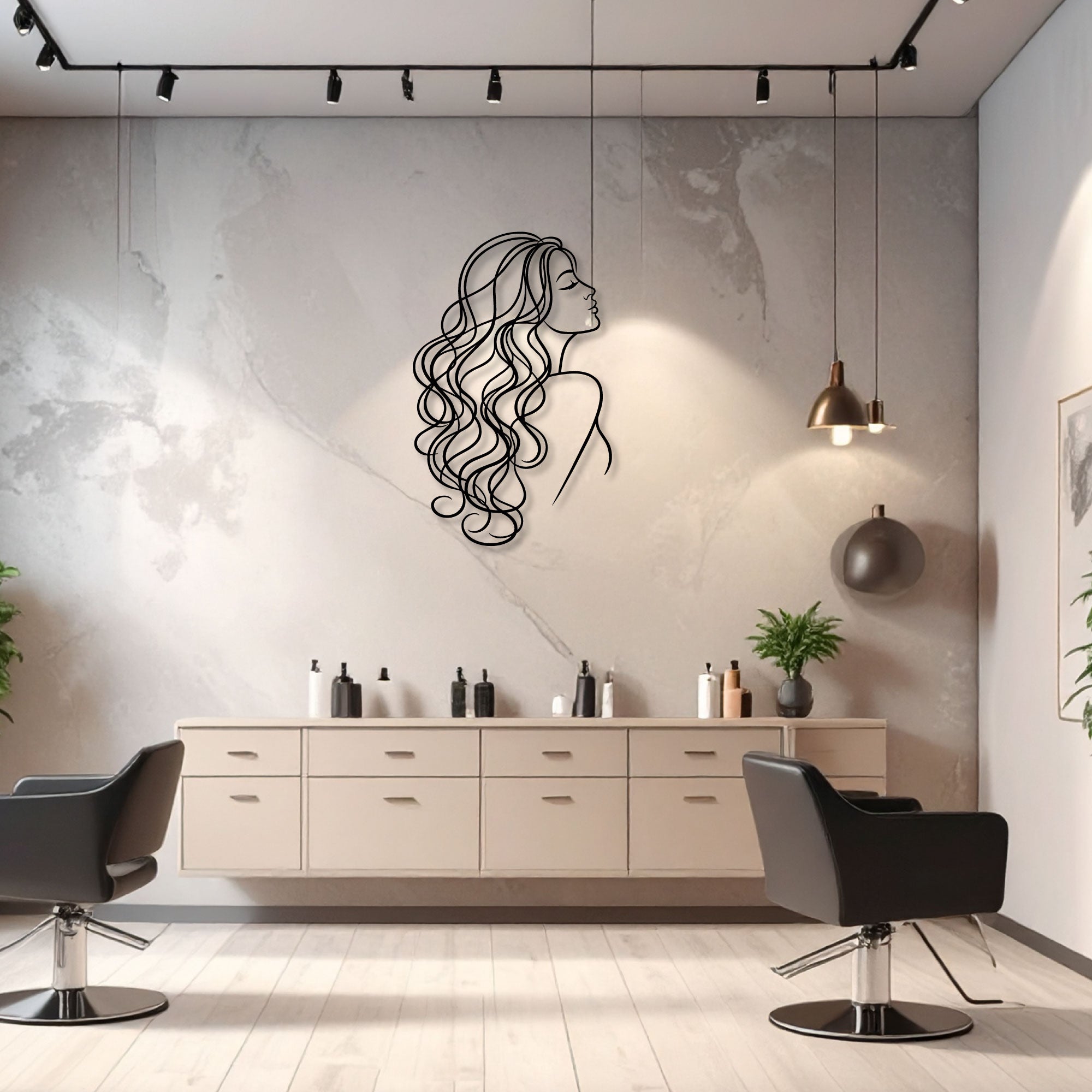 L'art de la coiffure - Décoration Murale en Métal pour Salons de Coiffure