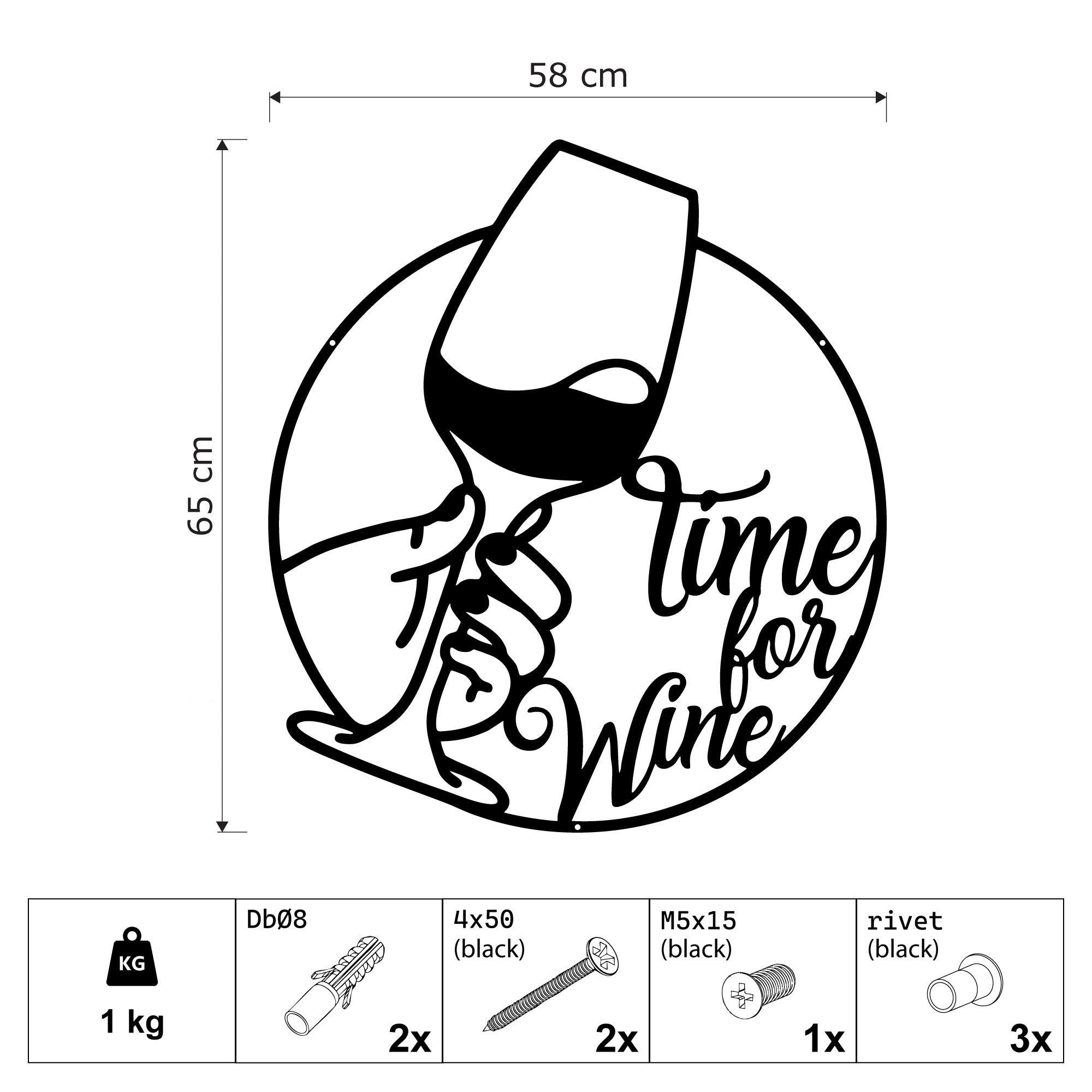 Wanddeko Metall - Time for wine