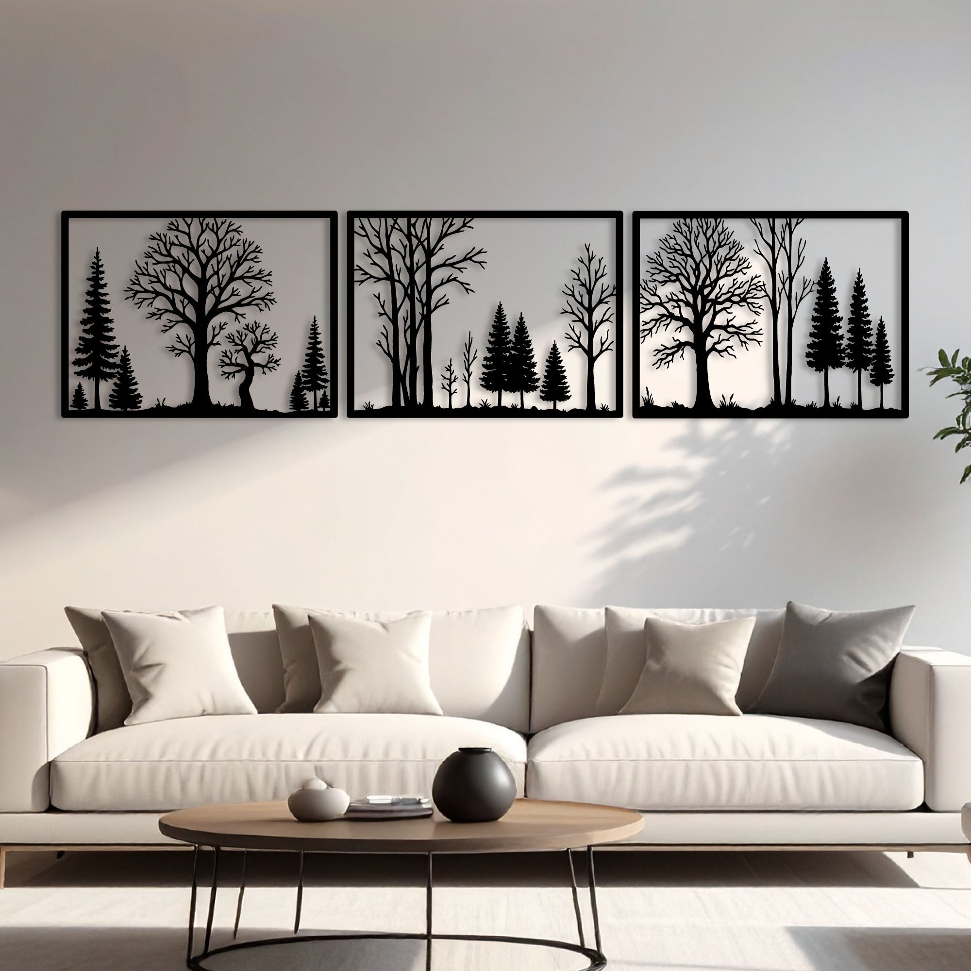 Décoration Murale en Métal - Forêt Triptyque