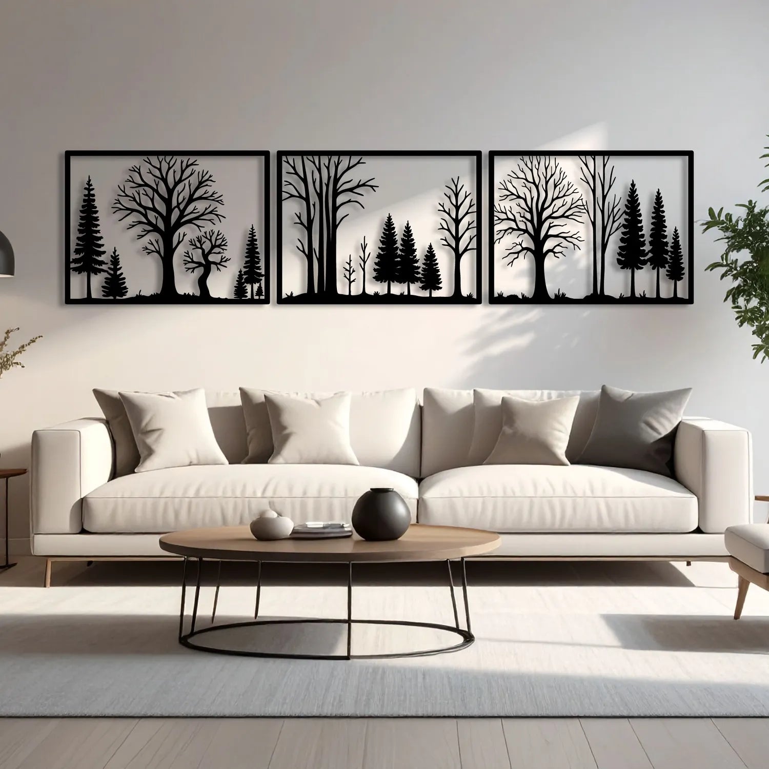 Décoration murale en métal - Forêt triptyque