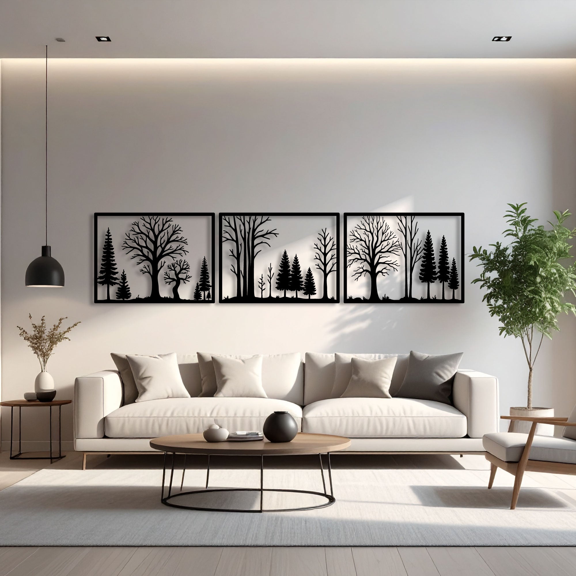 Décoration Murale en Métal - Forêt Triptyque